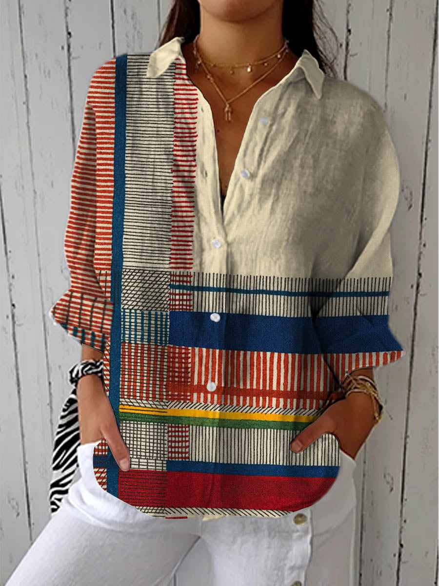 Emma - Vibrant Artistic Button-Up Blouse
