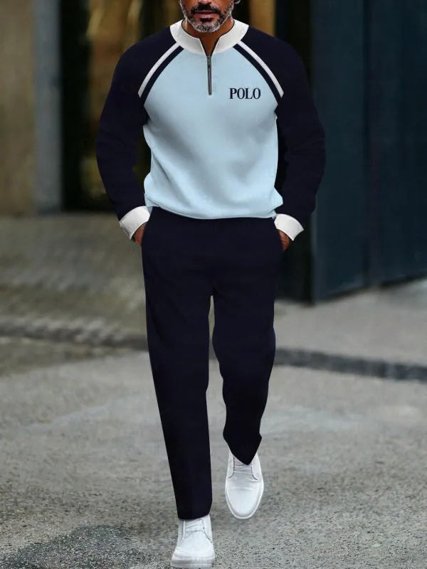 Zipper Long Sleeve Long Pants Two-Piece Set