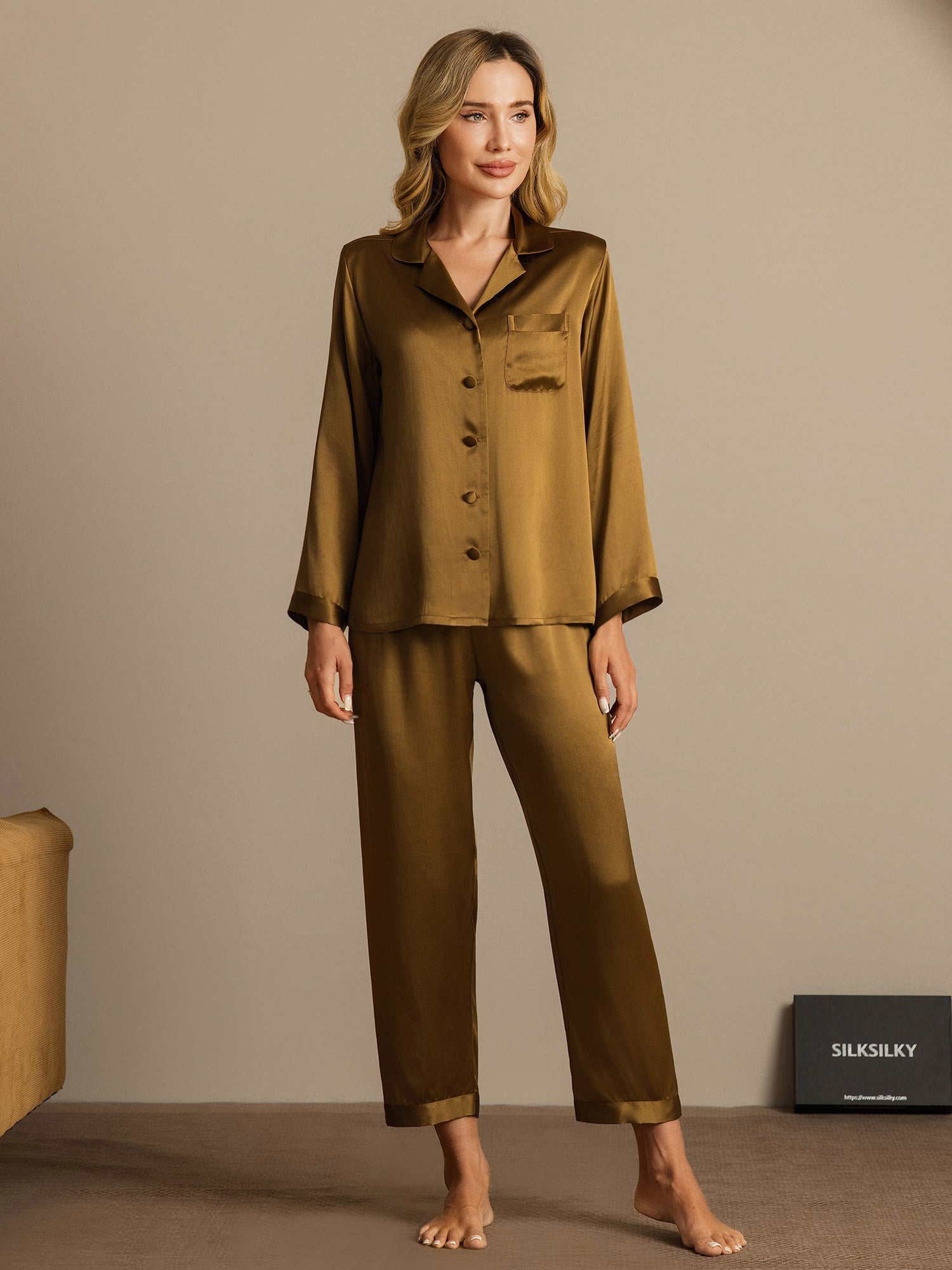 Women's Pure Silk Long Sleeve Pajamas Set