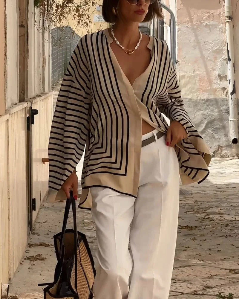 Casual Split Stripe Shirt