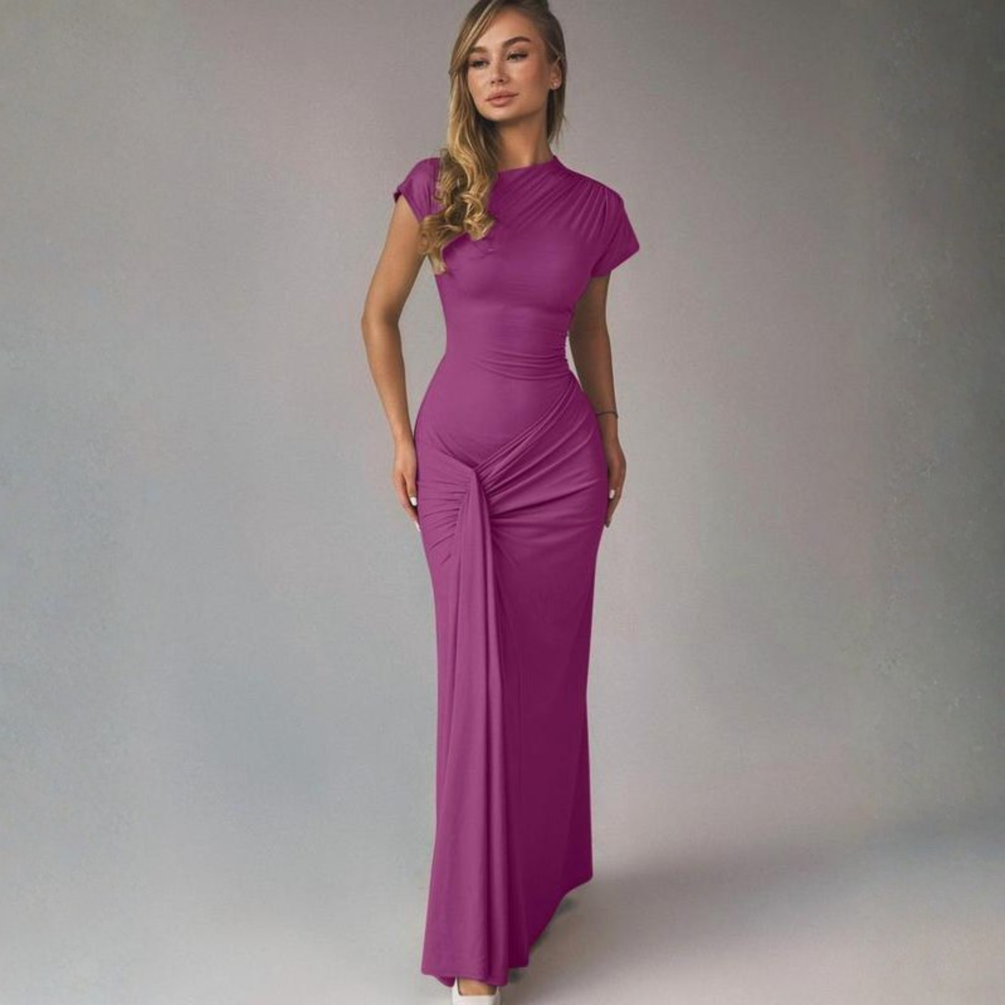 Aurora | Elegant Wrap Ruched Bodycon Formal Dress