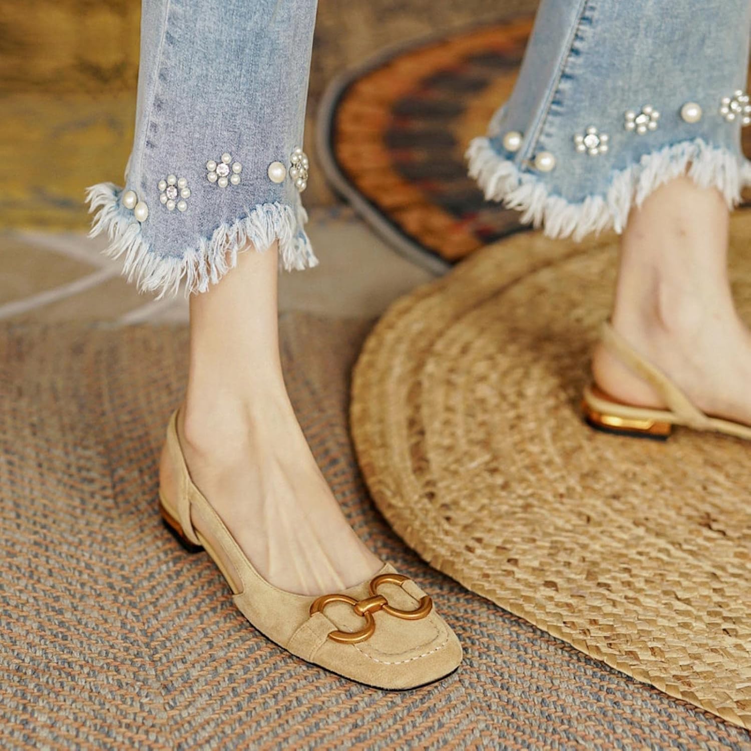 Women’s Square Heel Slip-On Sandals