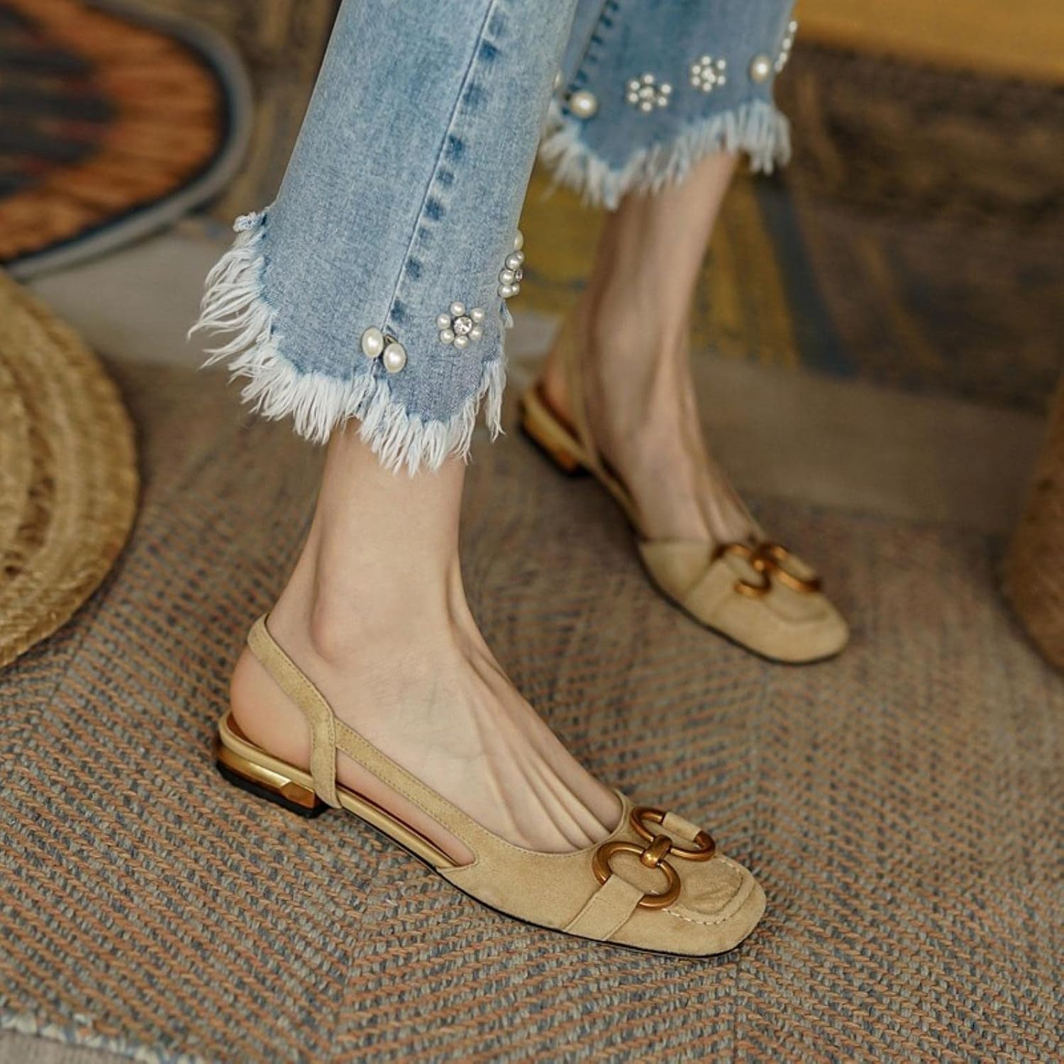 Women’s Square Heel Slip-On Sandals