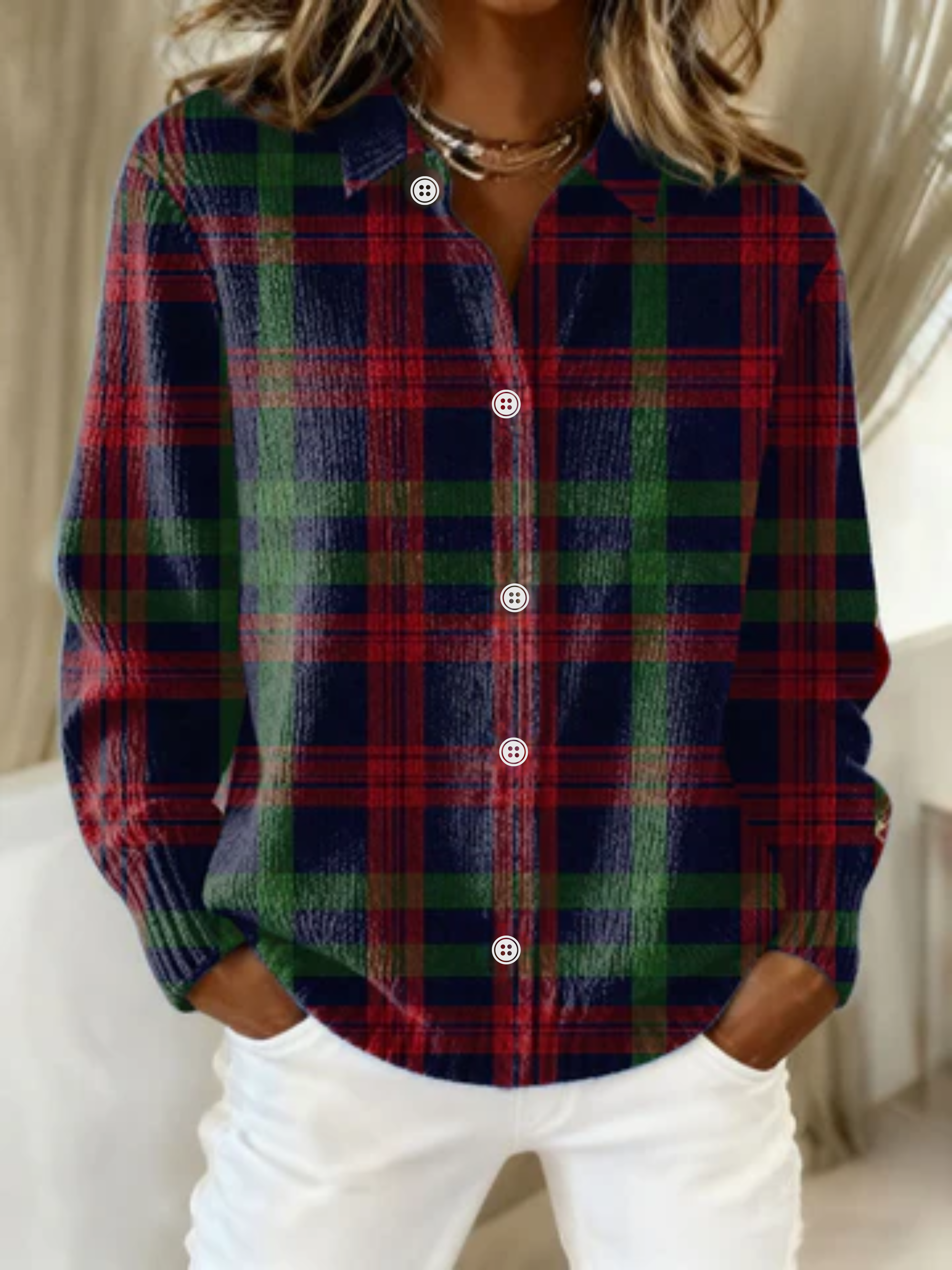 Gunilla™ – Checked Hoodie Blouse