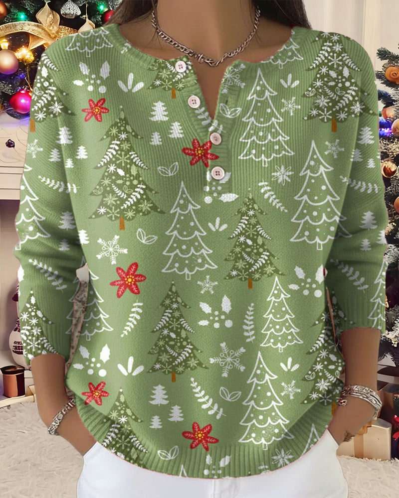 Sweater with Christmas Tree Pattern