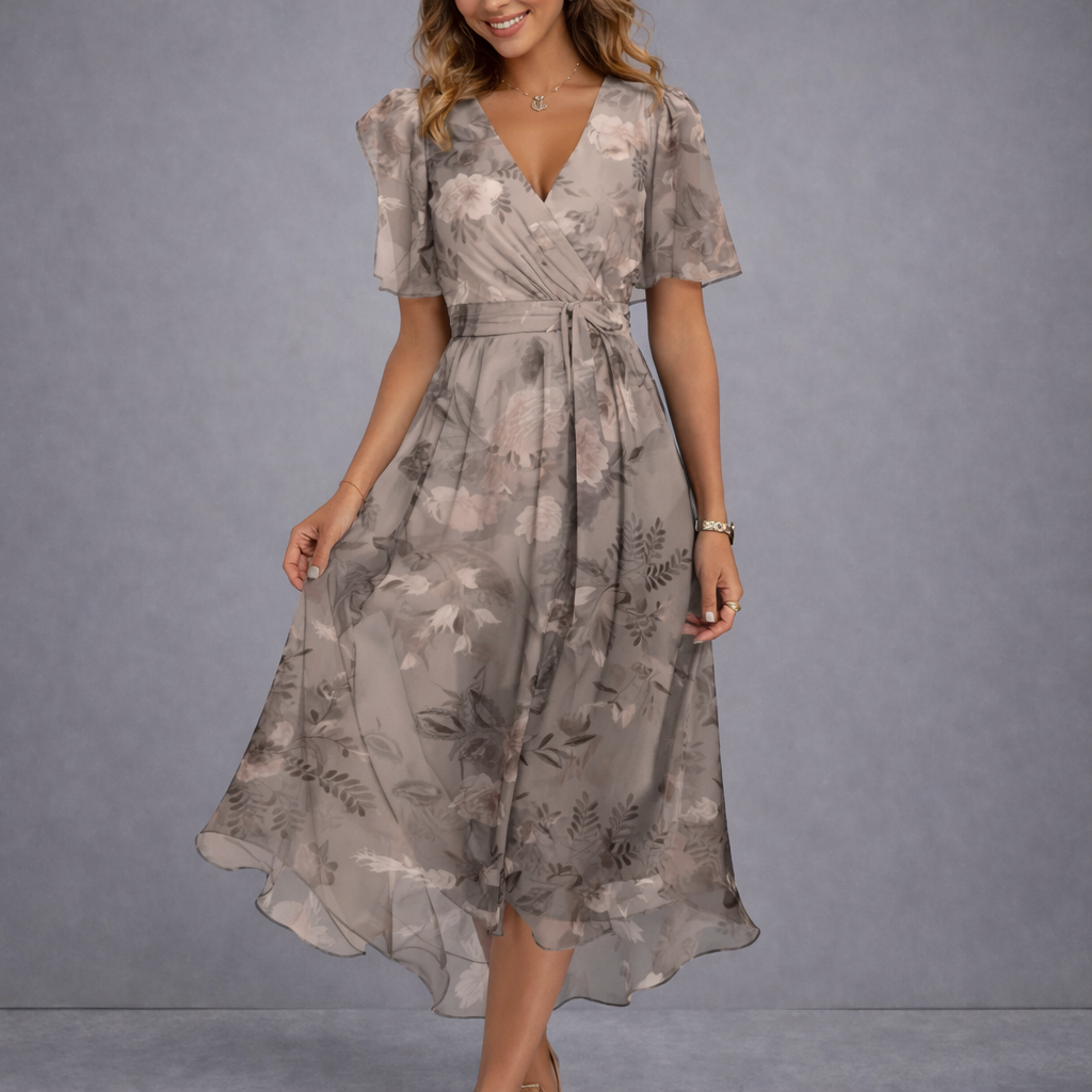 The Willow Spring™ | Elegant Floral Wrap Midi