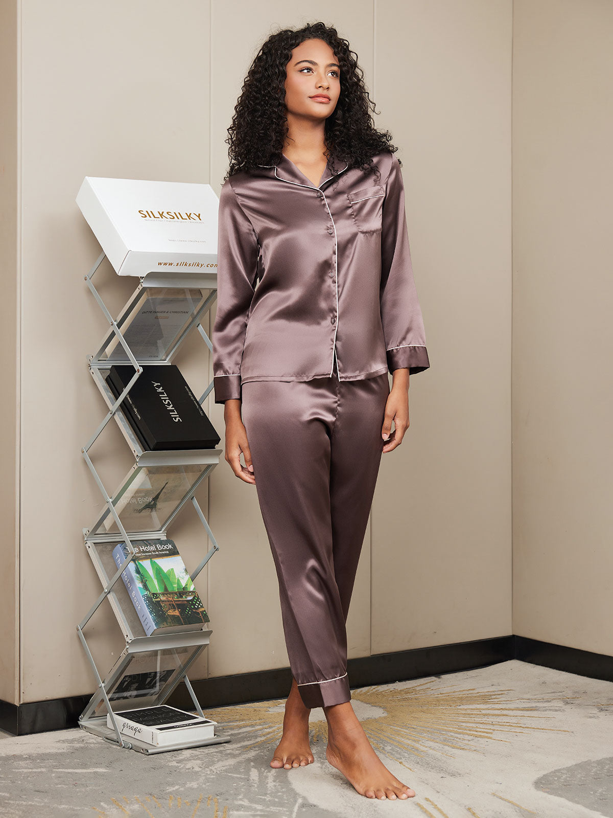 Pure Silk Long Sleeve Button Up Women's Pajamas Set