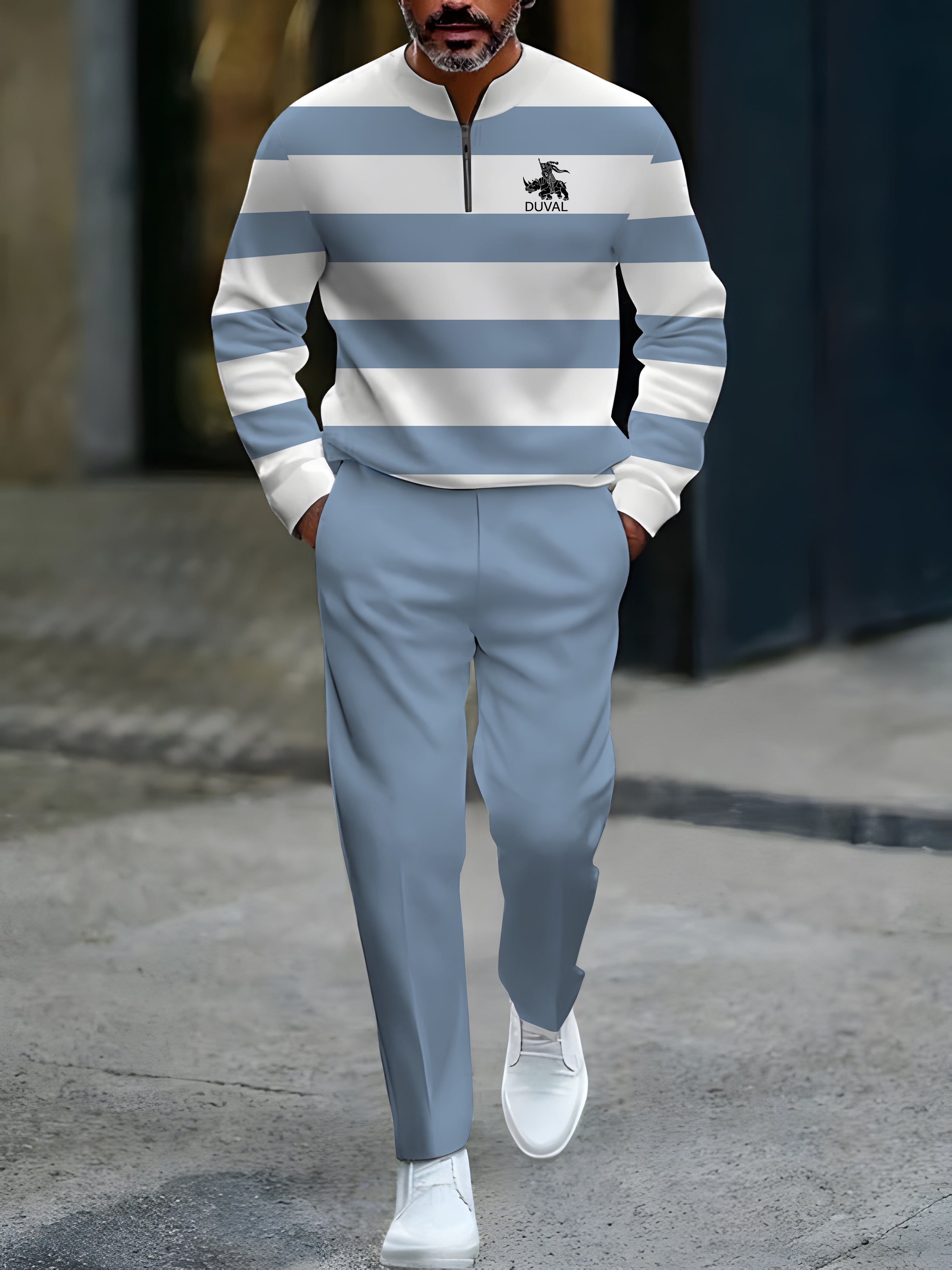 Zipper Long Sleeve Long Pants Two-Piece Set