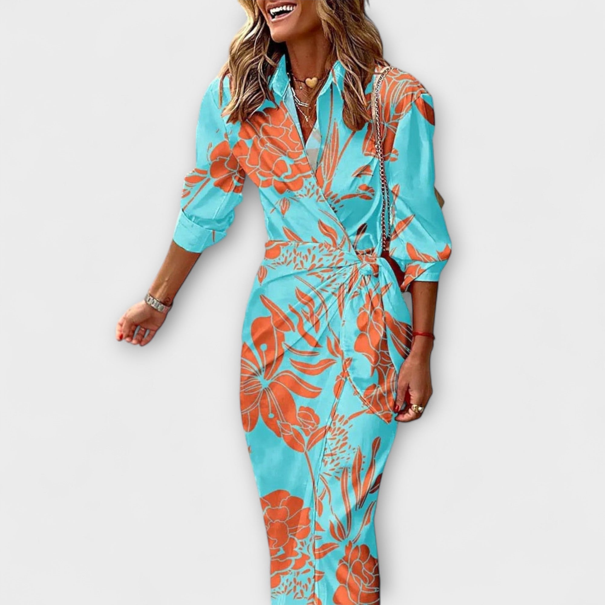 Clarissa – Striped Midi Shirt Dress