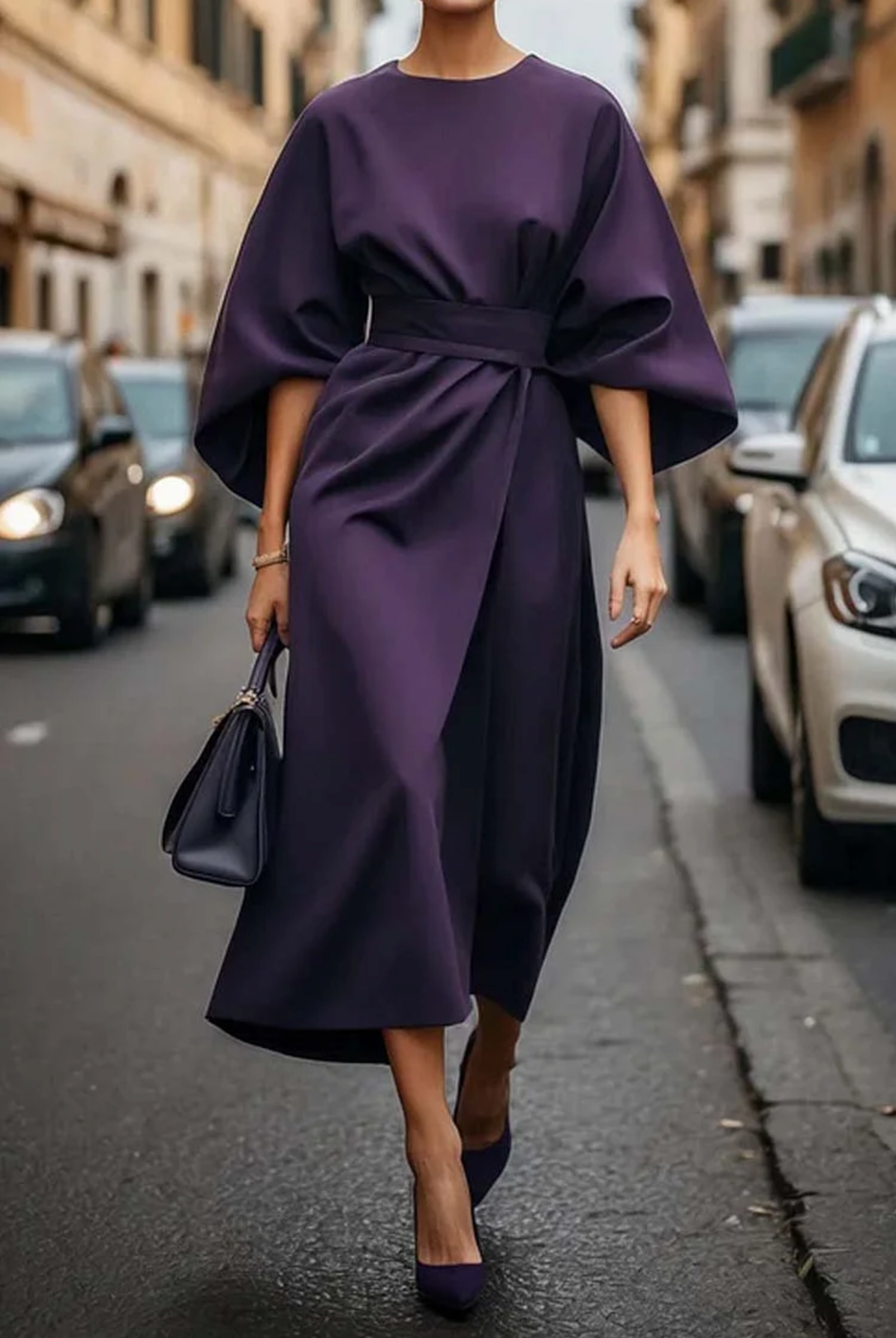 Matzliah™ | Elegant Lantern Sleeve Dress