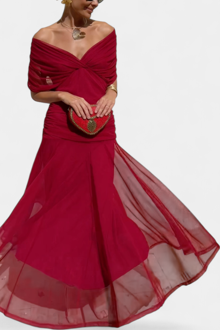 Elowen | Long floral dress with V-neck