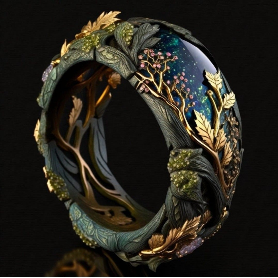 Exotic Crystal Earth Ring