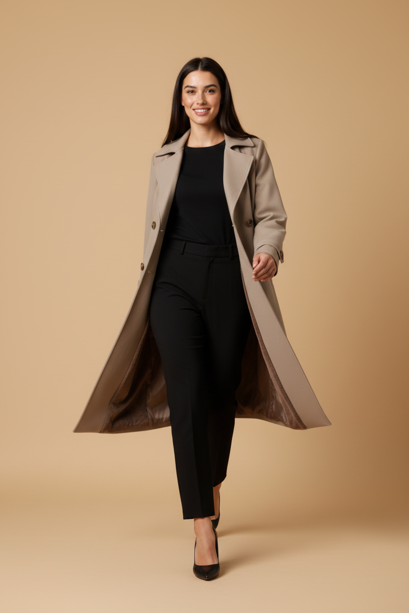 Amelia™ Elegant Wool Trench Coat