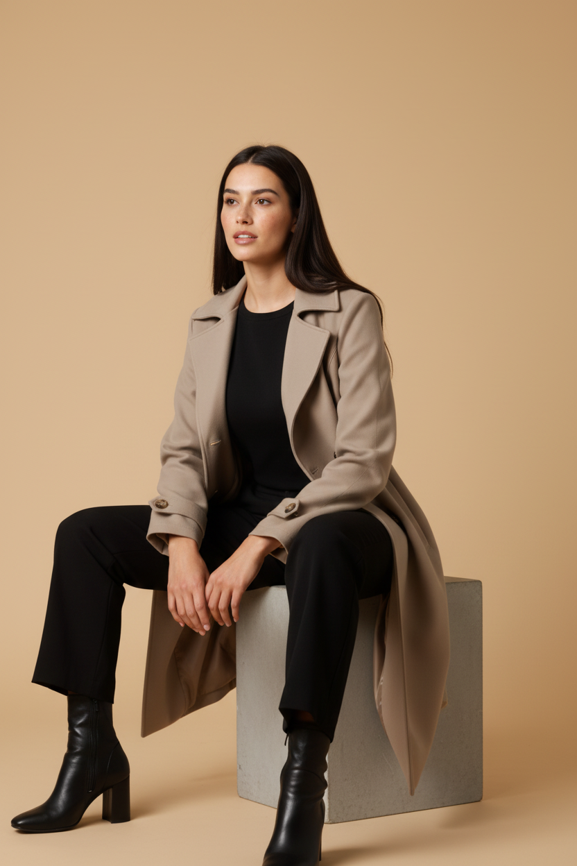 Amelia™ Elegant Wool Trench Coat