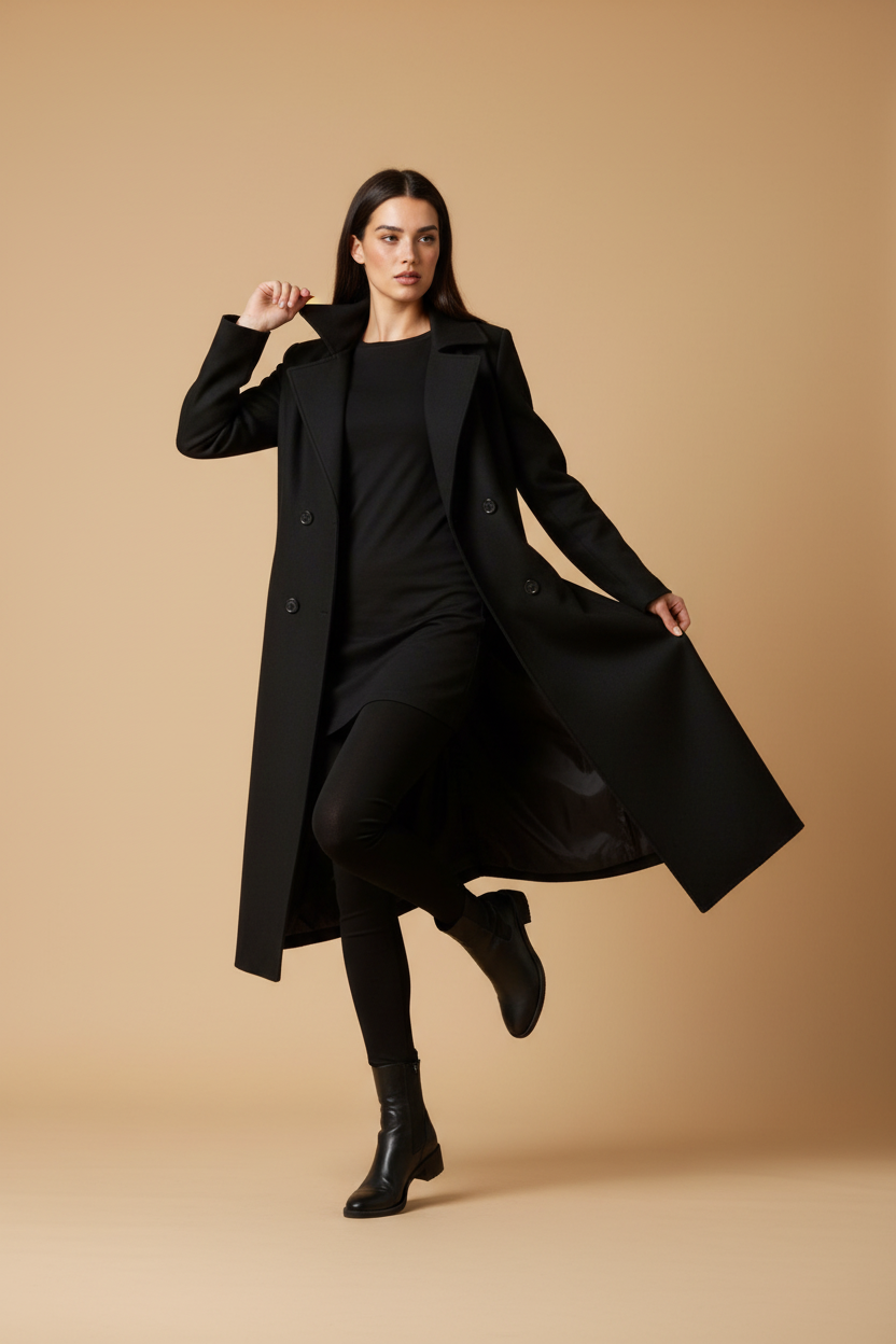 Amelia™ Elegant Wool Trench Coat
