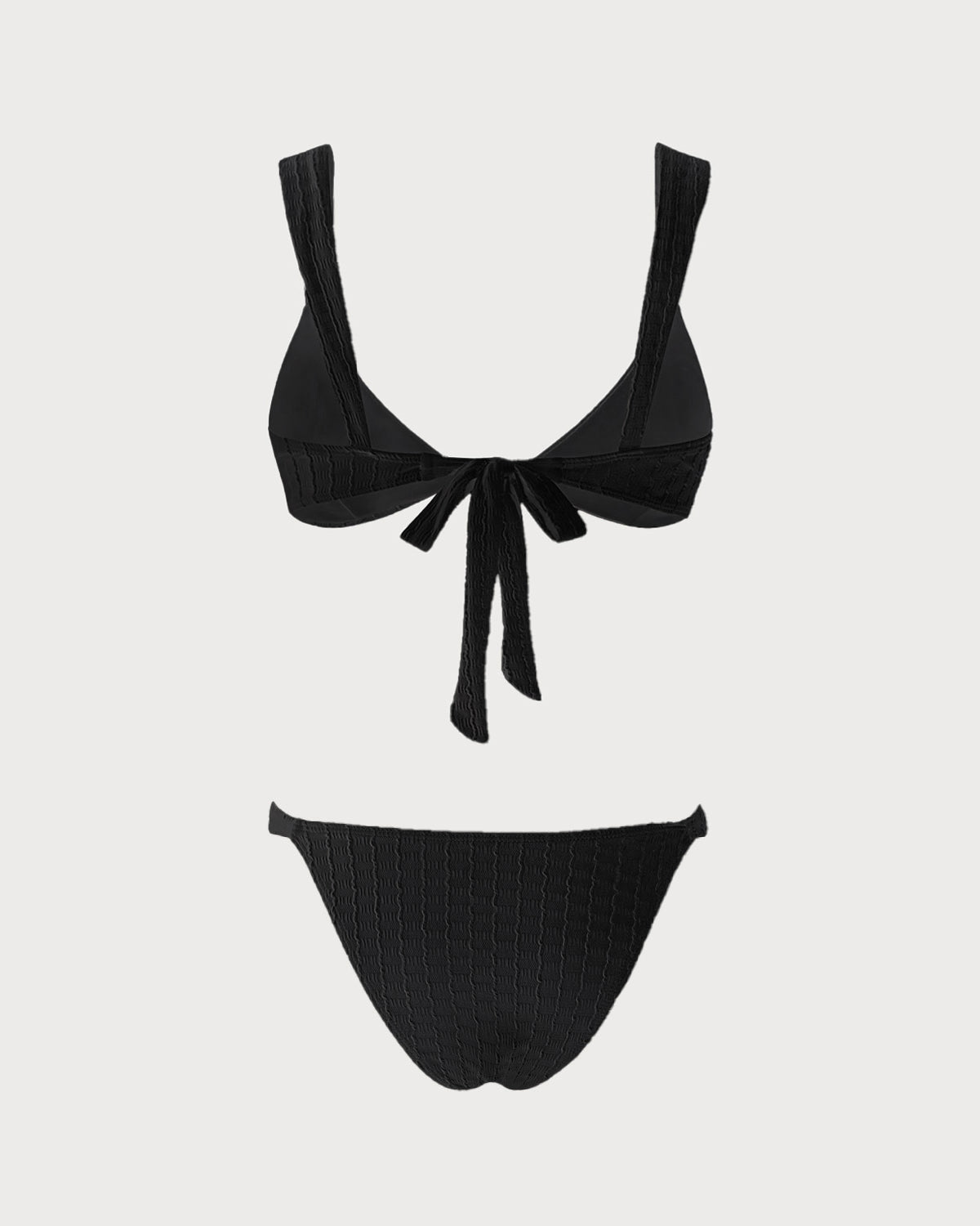 Black V Neck Bralette Bikini Set