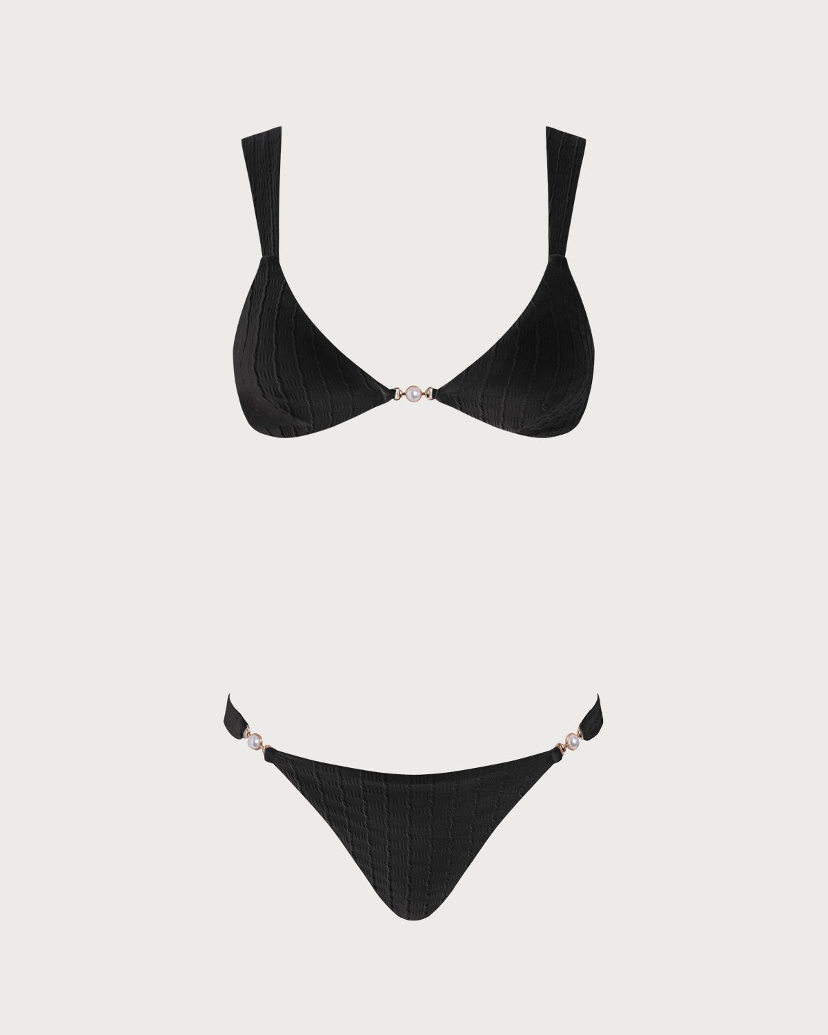 Black V Neck Bralette Bikini Set