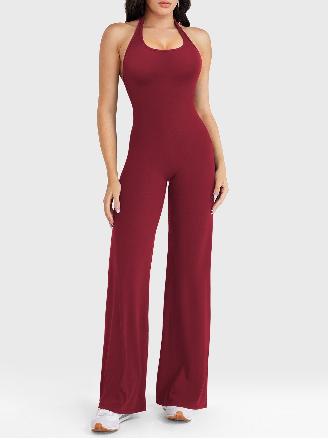 Velouré Cathylie Halter Straight Leg Jumpsuit