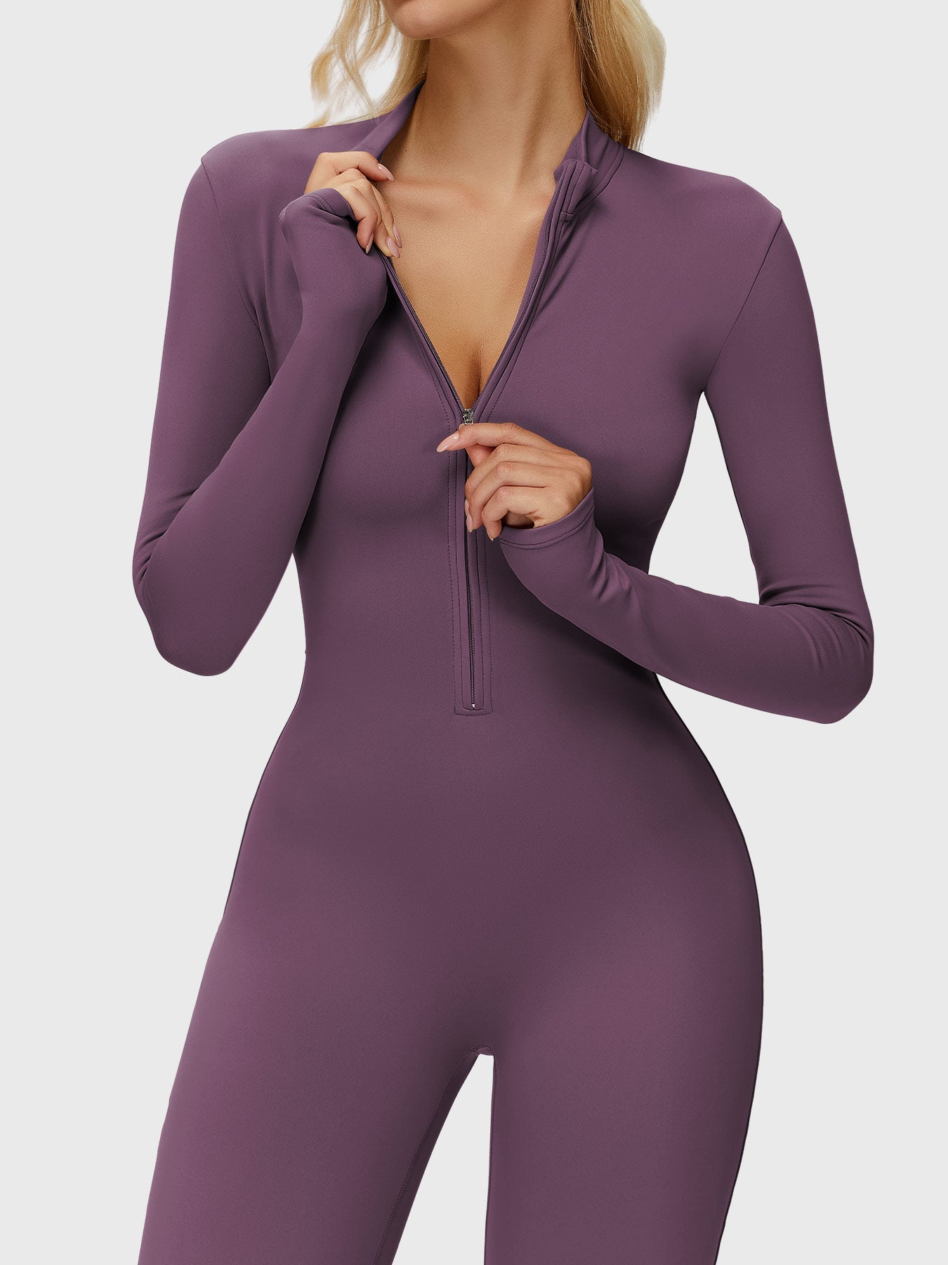 Velouré Belle Long Sleeve Zipper Flared Jumpsuit