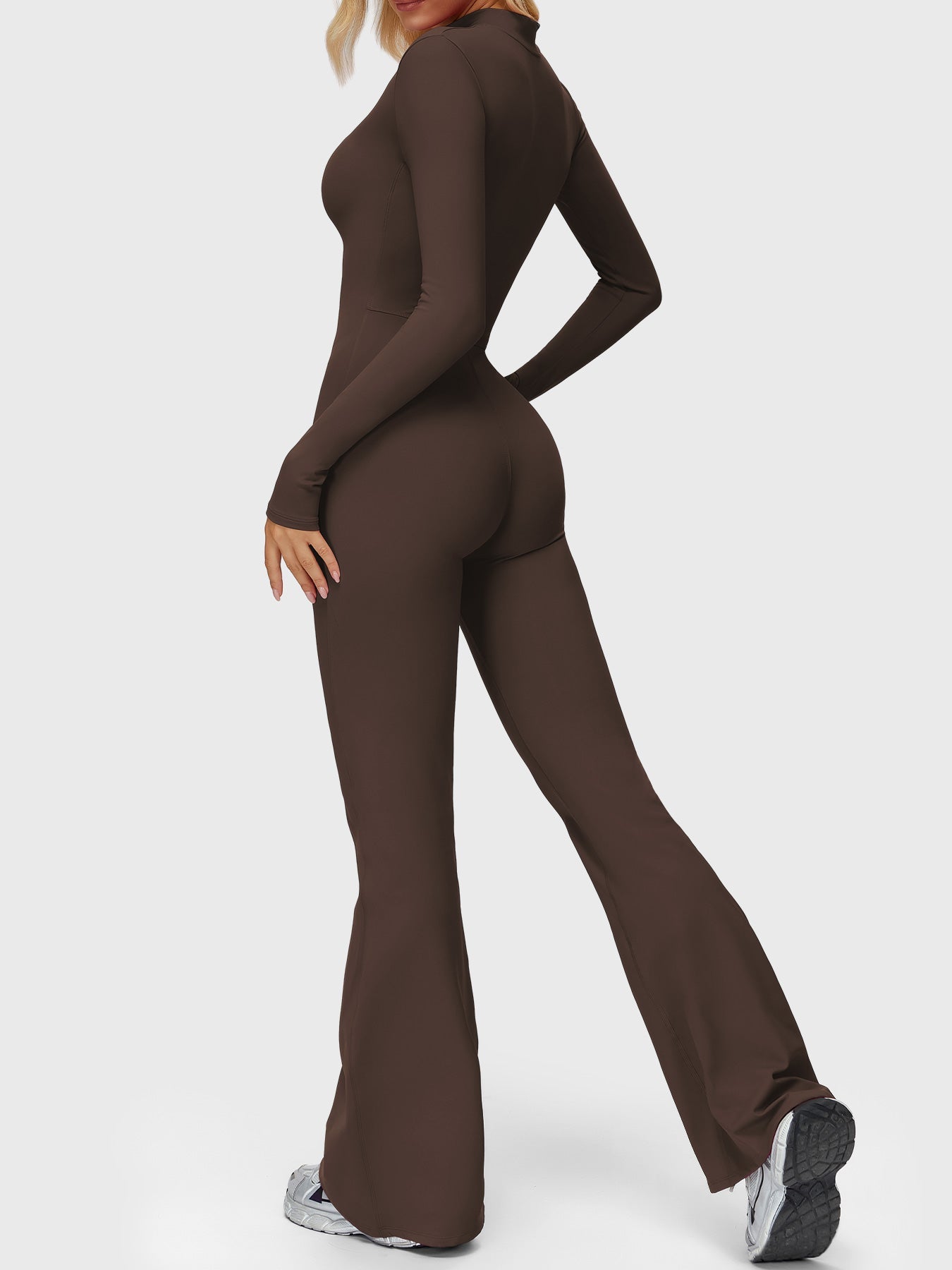 Velouré Belle Long Sleeve Zipper Flared Jumpsuit