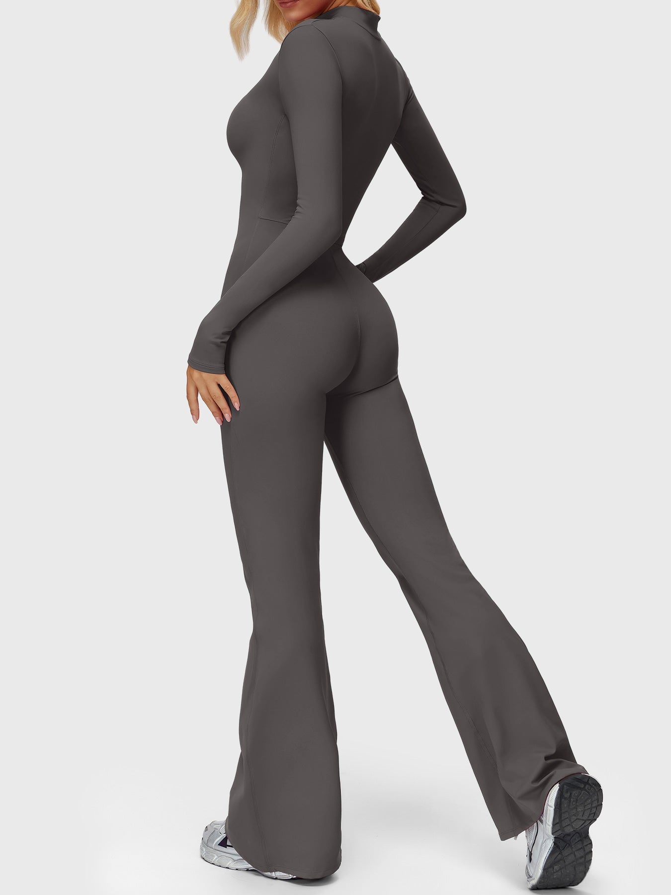 Velouré Belle Long Sleeve Zipper Flared Jumpsuit