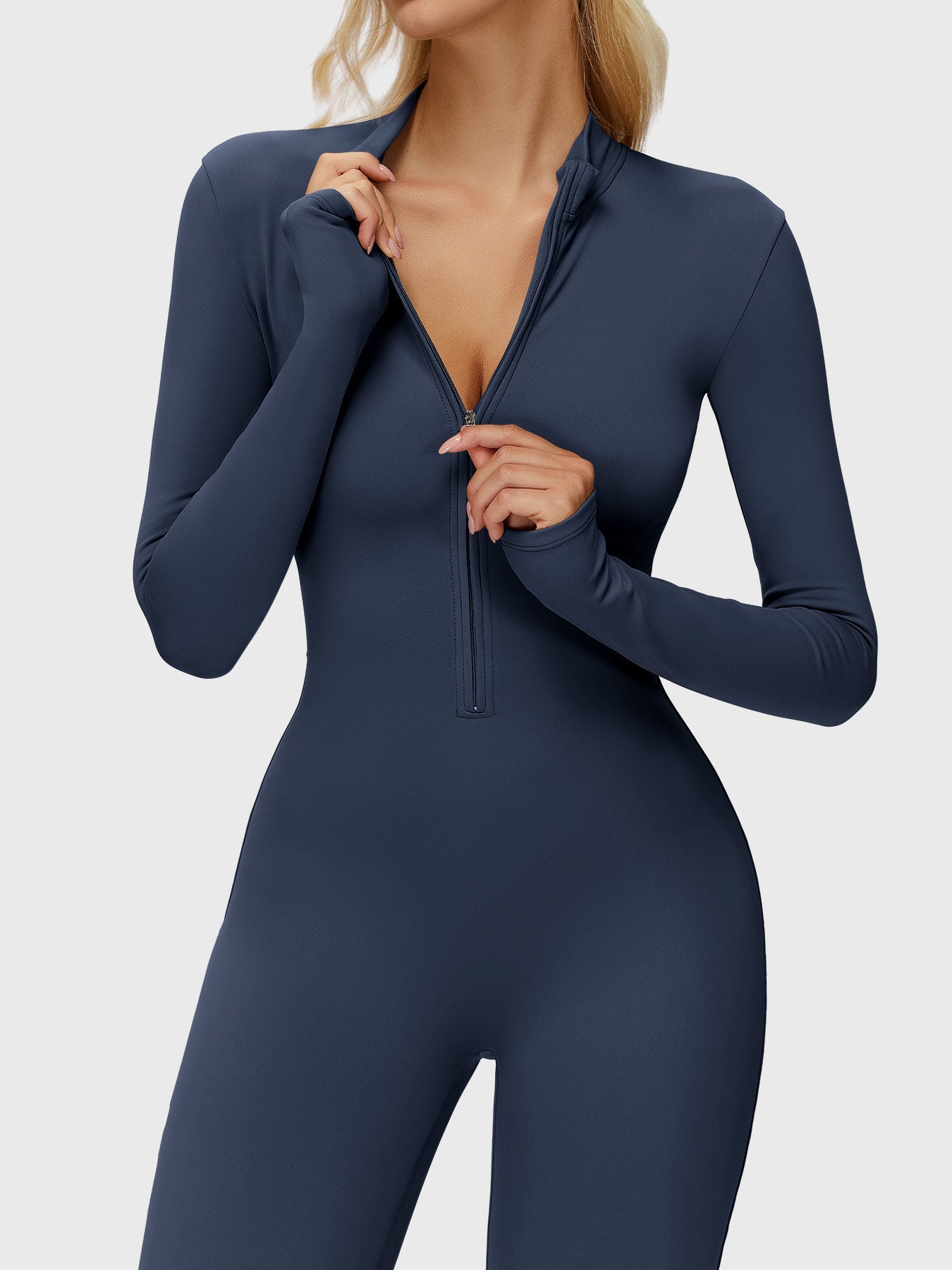 Velouré Belle Long Sleeve Zipper Flared Jumpsuit
