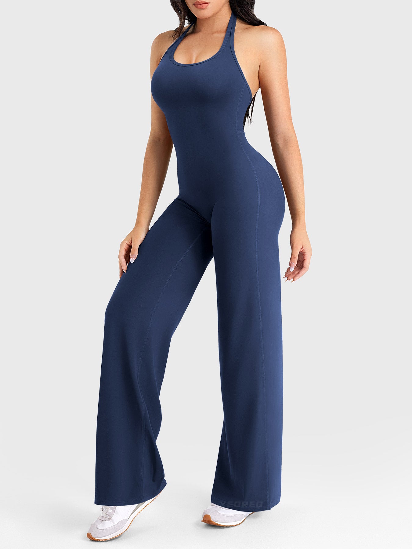 Velouré Cathylie Halter Straight Leg Jumpsuit