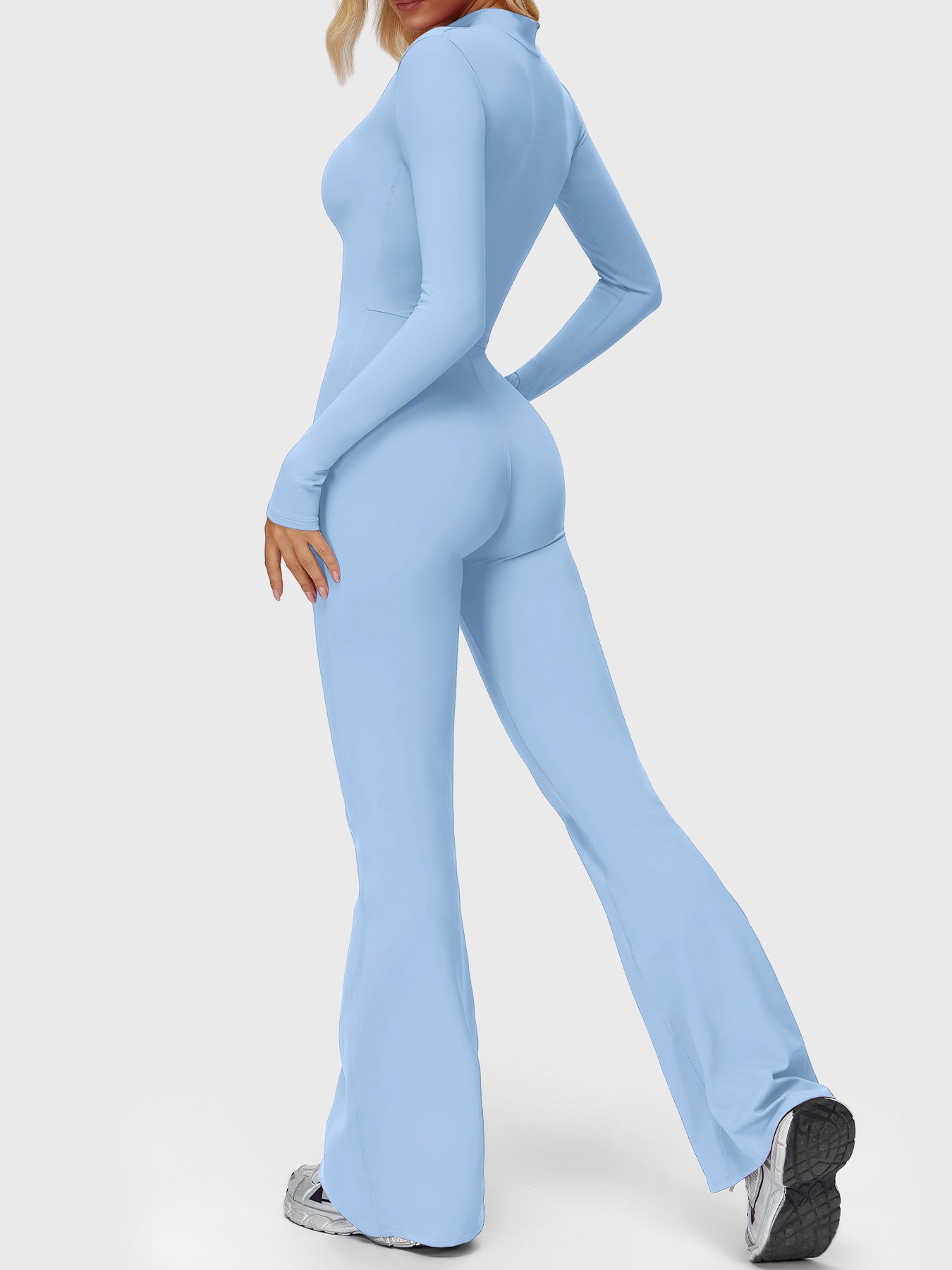 Velouré Belle Long Sleeve Zipper Flared Jumpsuit
