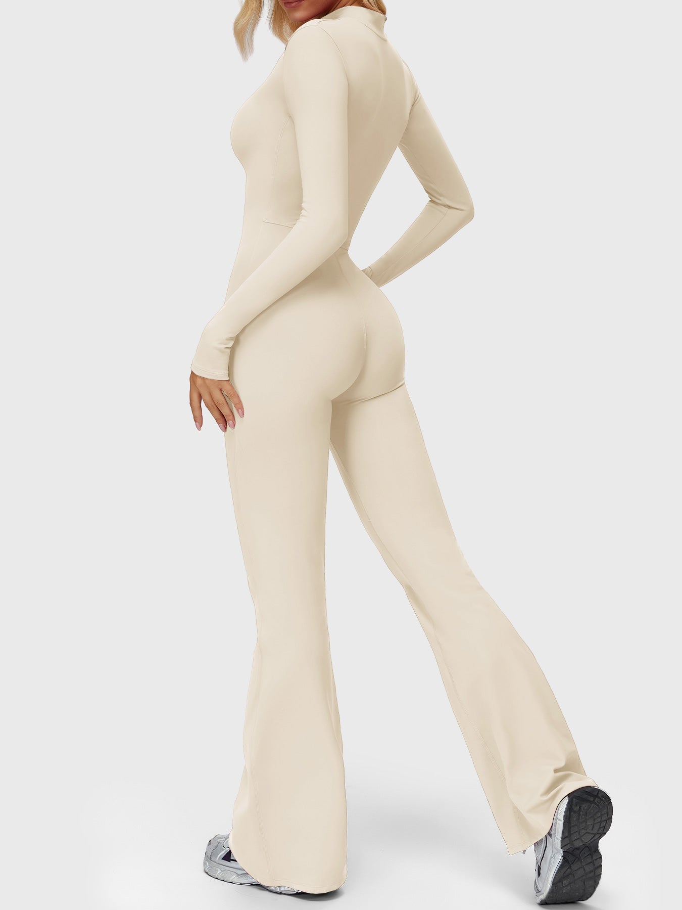 Velouré Belle Long Sleeve Zipper Flared Jumpsuit
