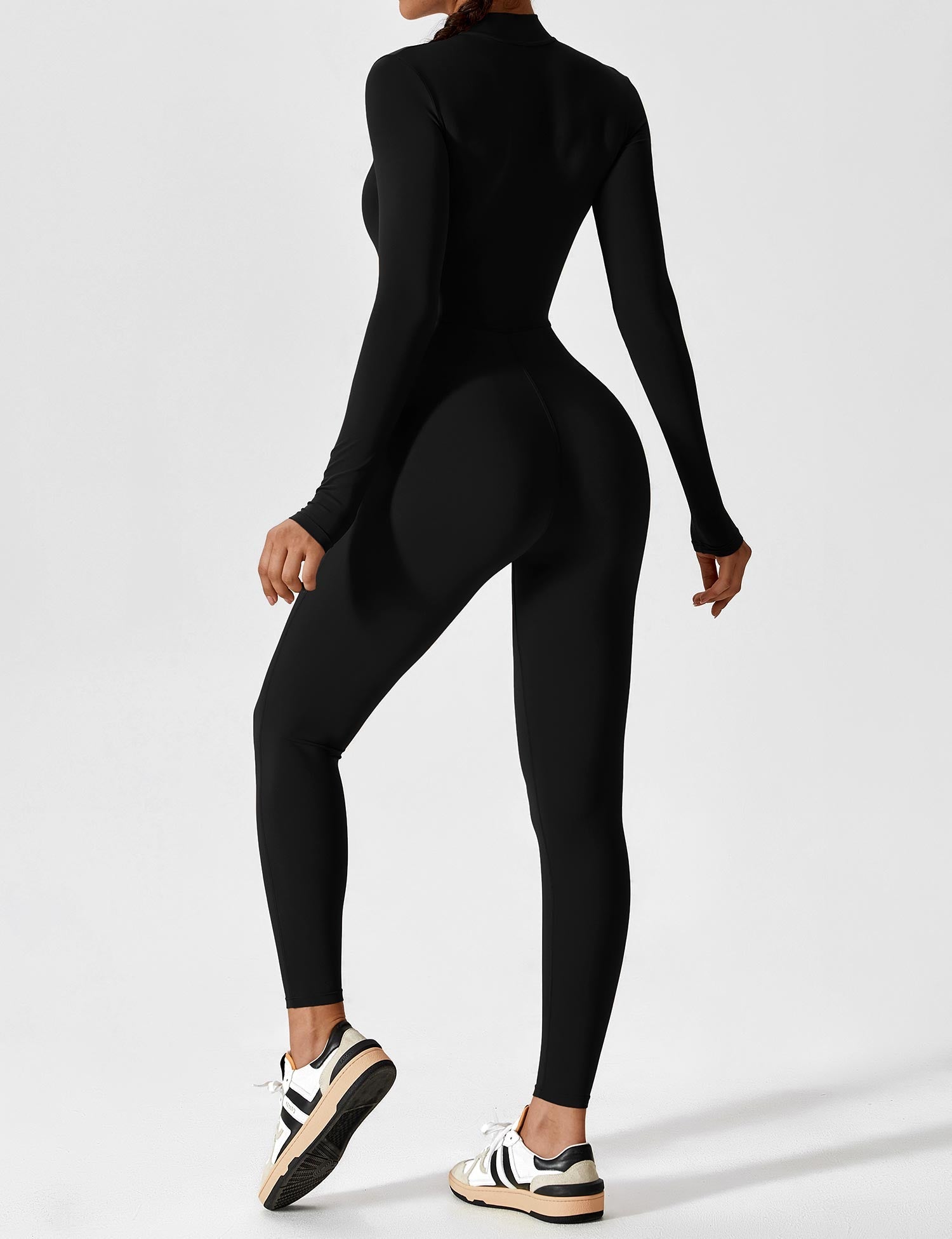 Velouré Long Sleeve Zipper Jumpsuit