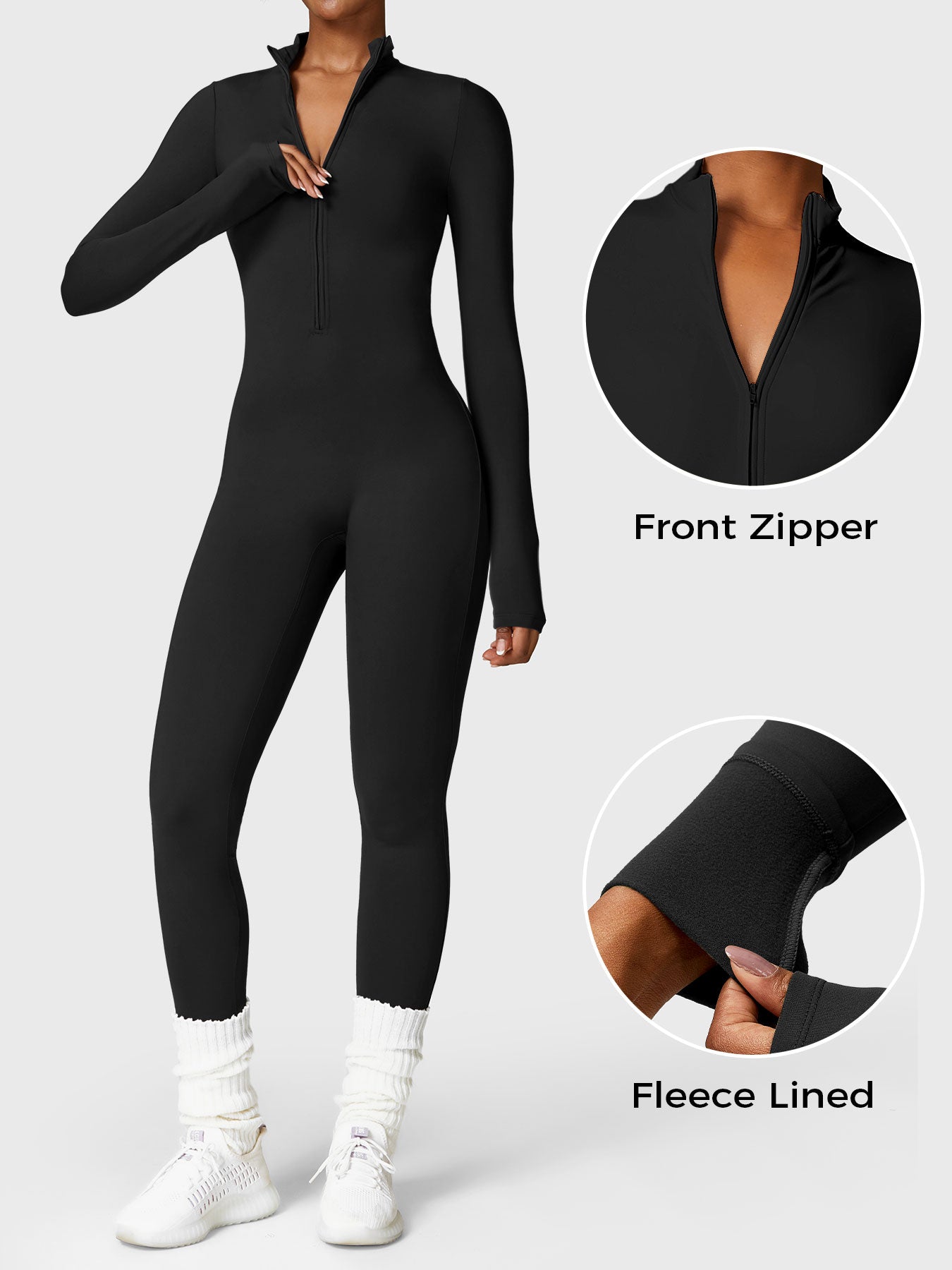 Velouré Belle Fleece Long Sleeve Zipper Jumpsuit