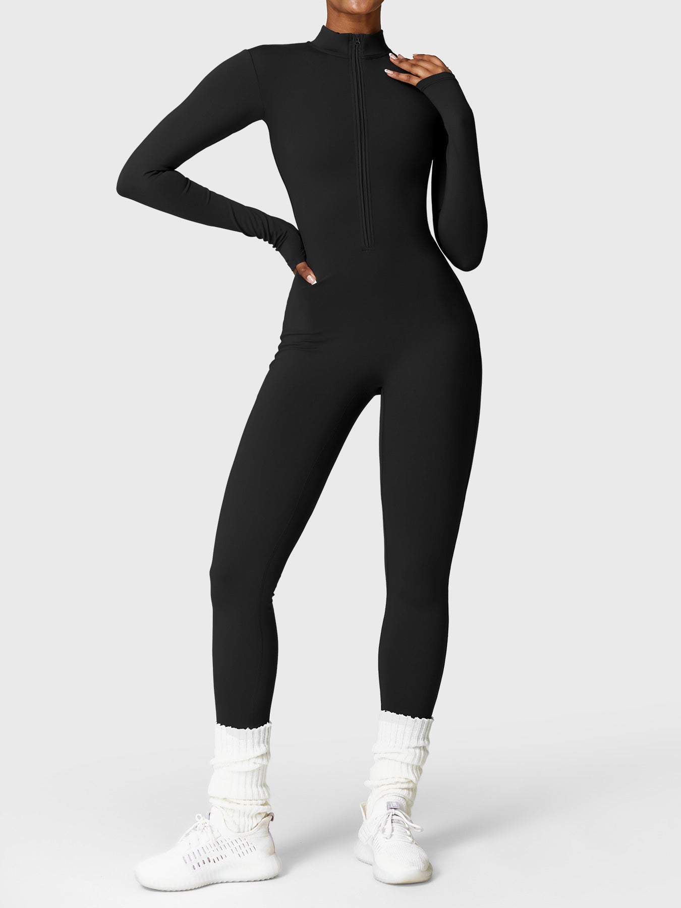 Velouré Belle Fleece Long Sleeve Zipper Jumpsuit
