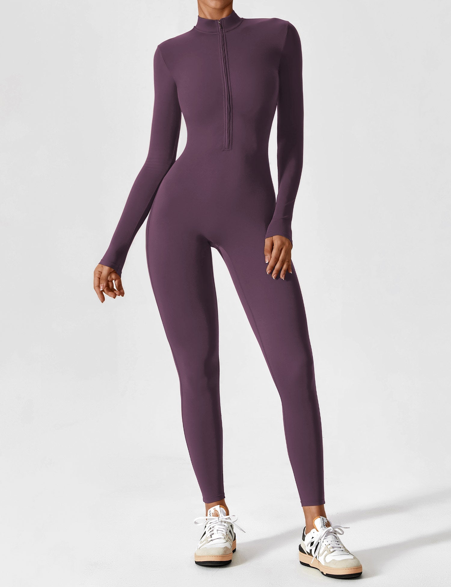 Velouré Long Sleeve Zipper Jumpsuit