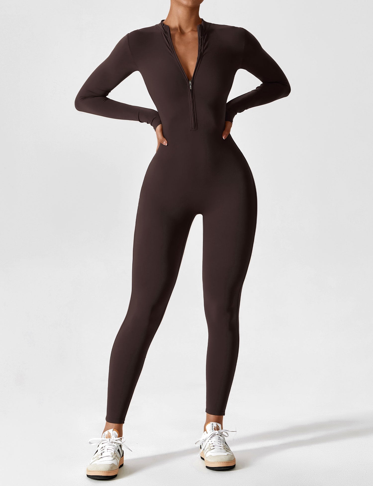 Velouré Long Sleeve Zipper Jumpsuit