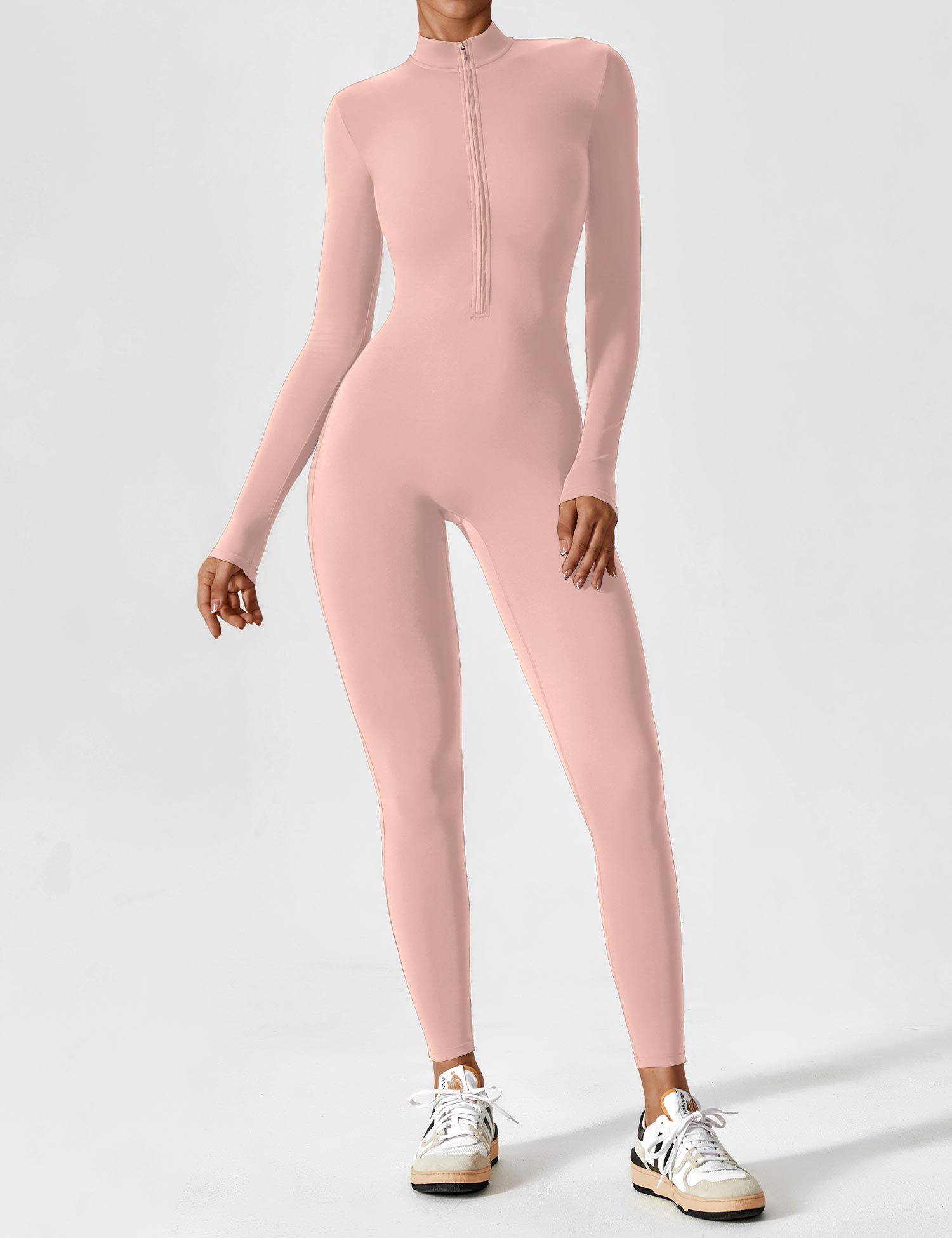 Velouré Long Sleeve Zipper Jumpsuit