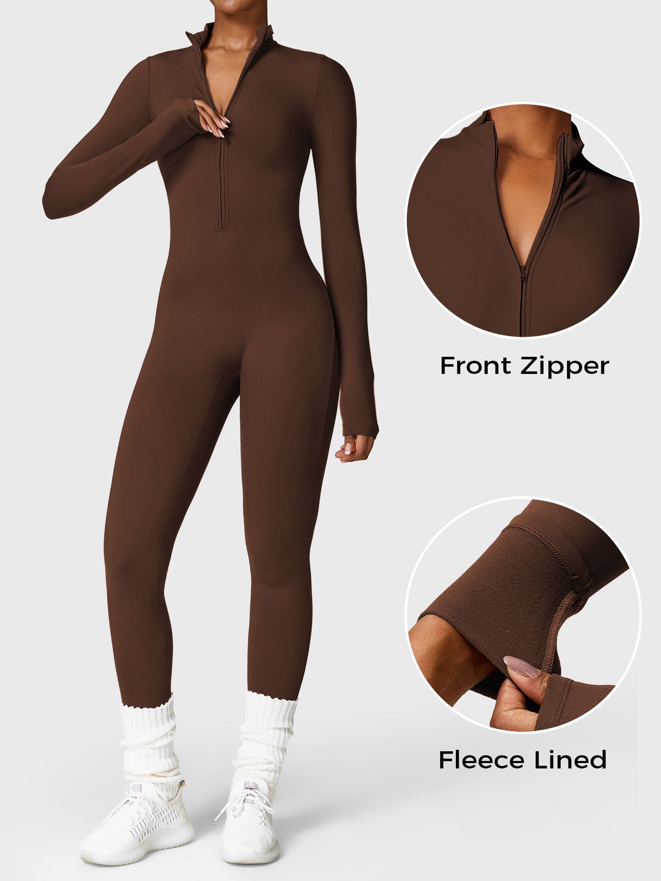 Velouré Belle Fleece Long Sleeve Zipper Jumpsuit