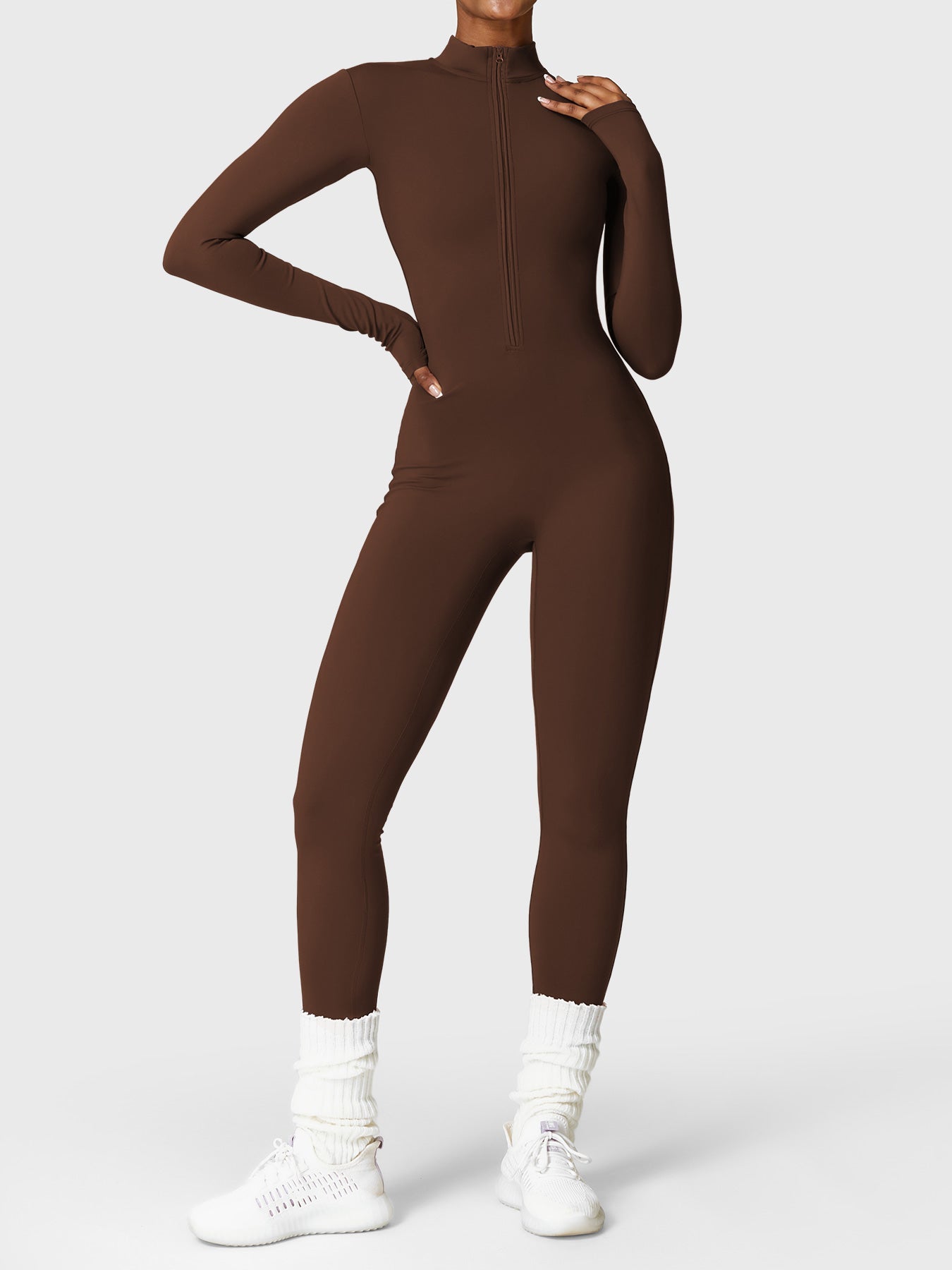 Velouré Belle Fleece Long Sleeve Zipper Jumpsuit