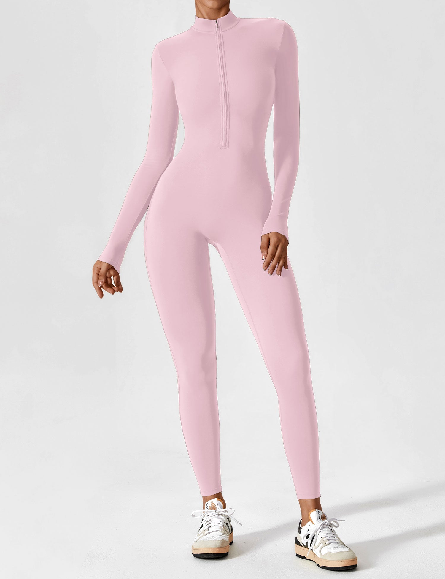 Velouré Long Sleeve Zipper Jumpsuit