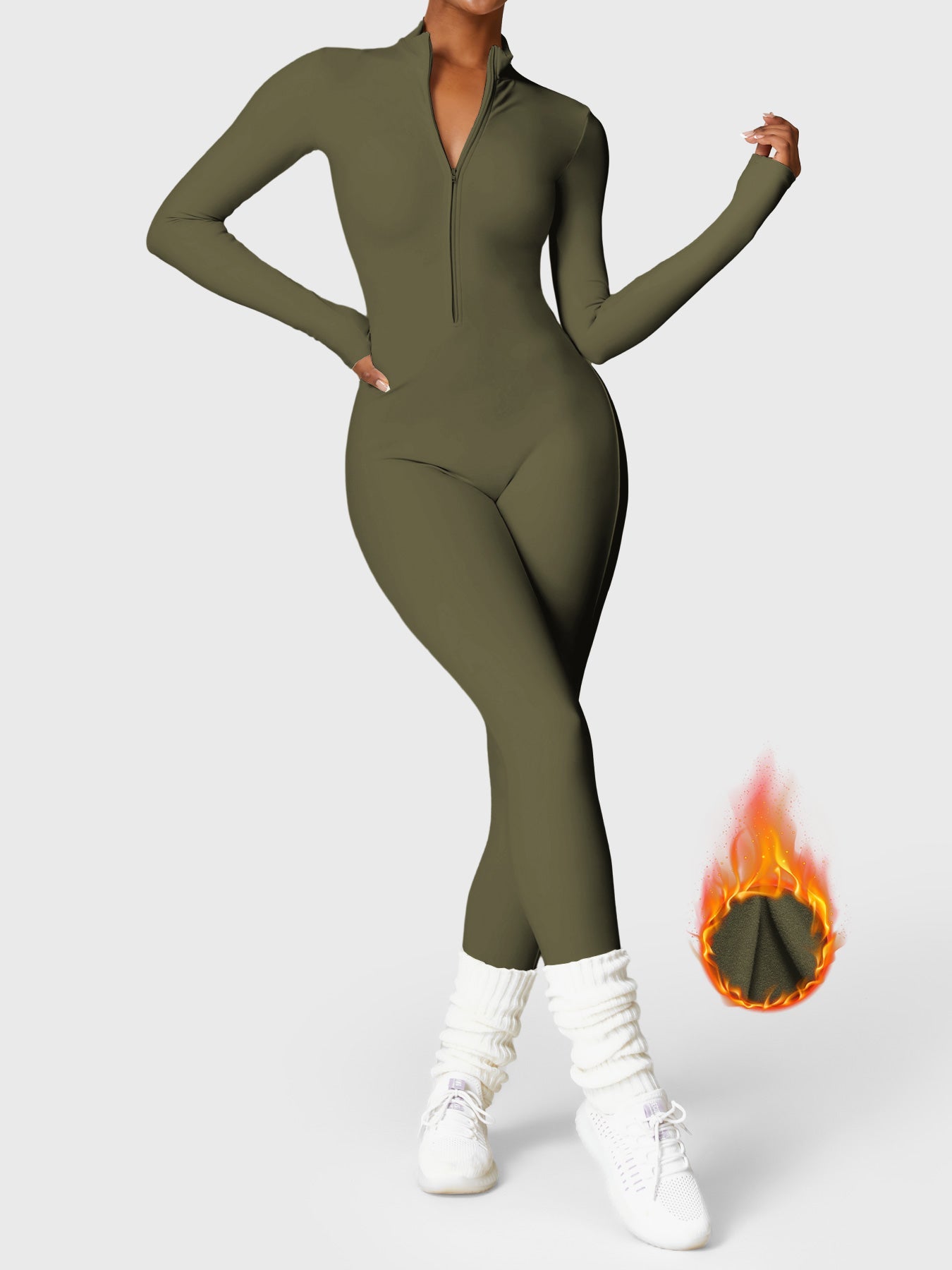 Velouré Belle Fleece Long Sleeve Zipper Jumpsuit