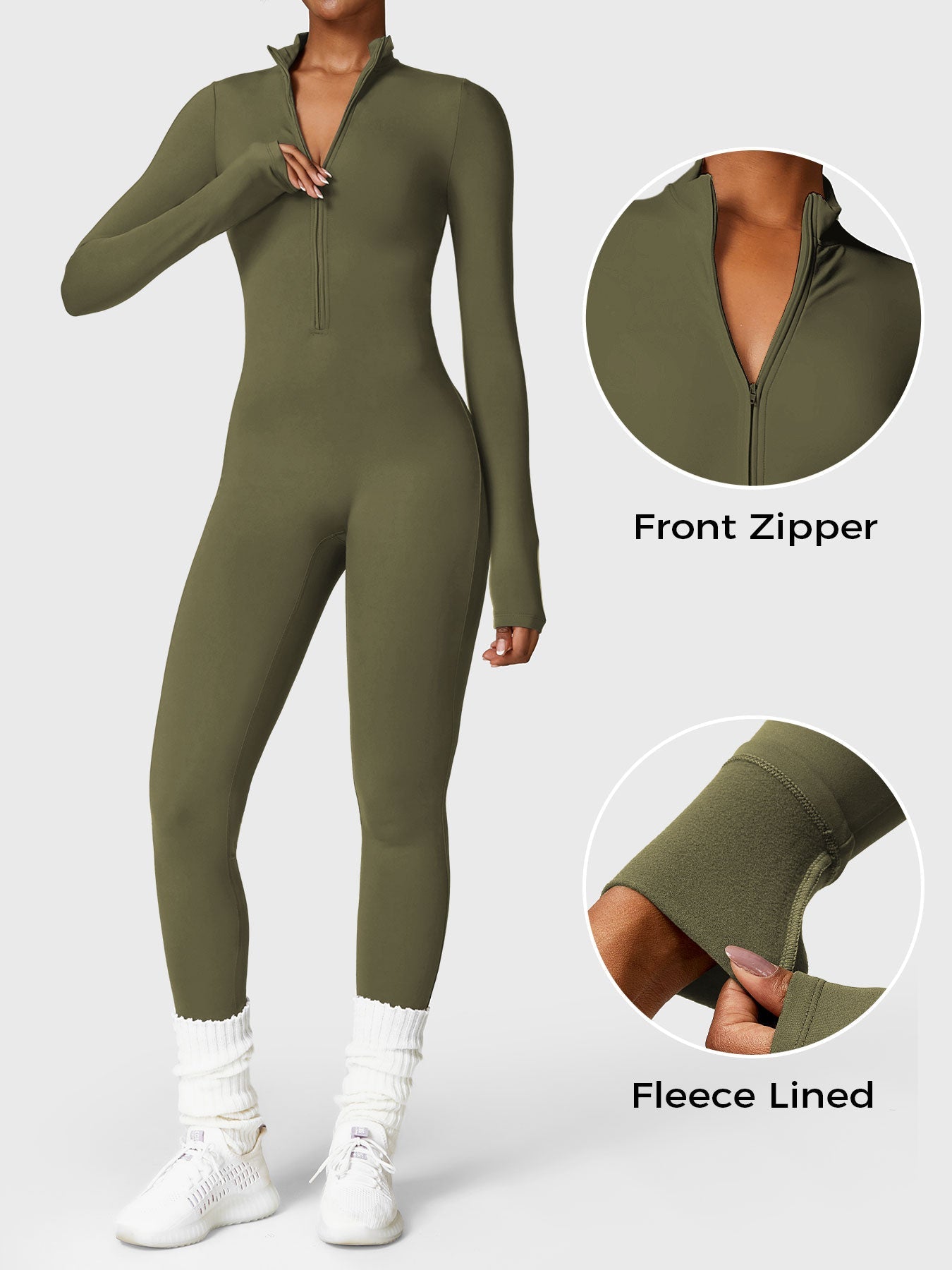 Velouré Belle Fleece Long Sleeve Zipper Jumpsuit