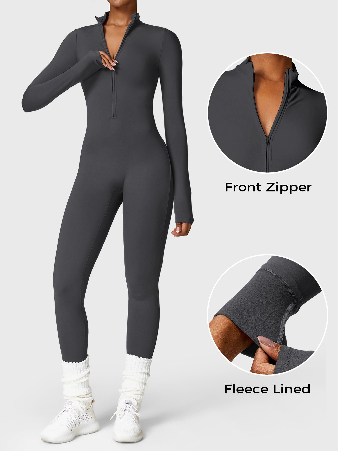 Velouré Belle Fleece Long Sleeve Zipper Jumpsuit