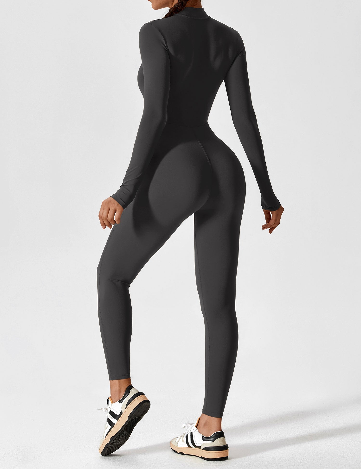 Velouré Long Sleeve Zipper Jumpsuit