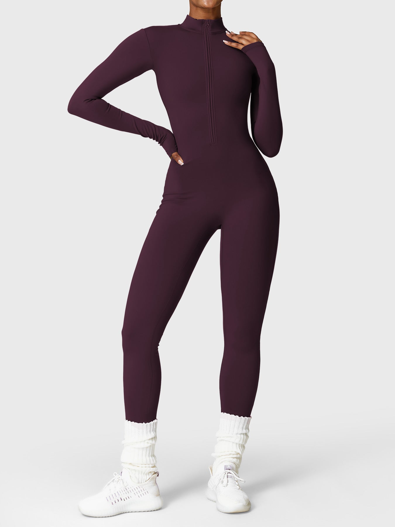 Velouré Belle Fleece Long Sleeve Zipper Jumpsuit