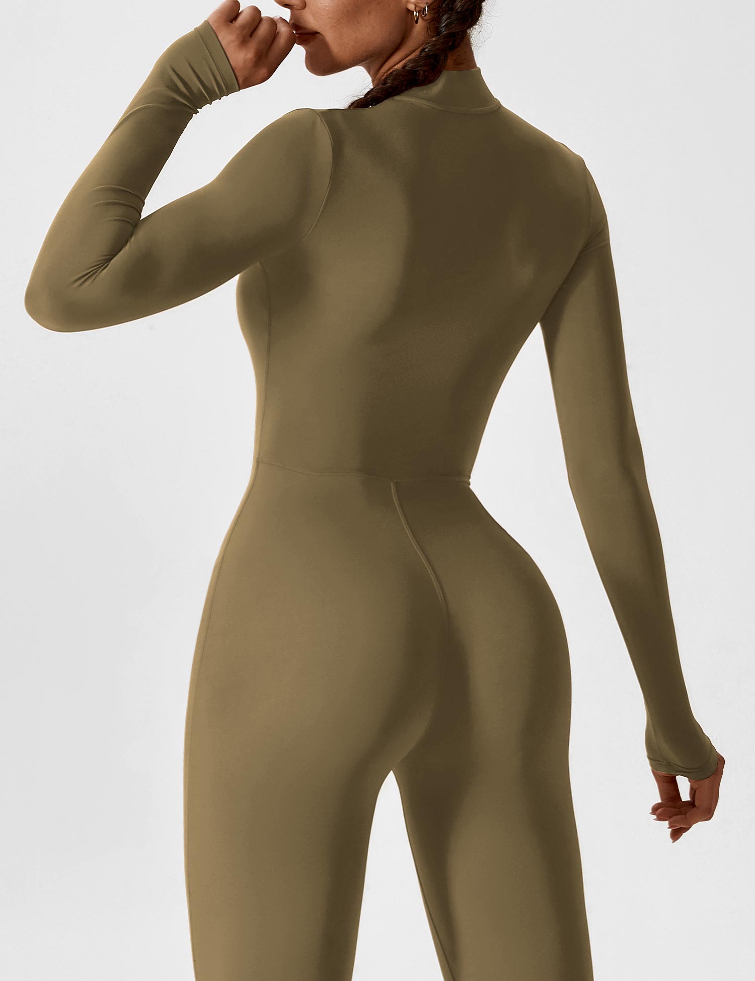Velouré Long Sleeve Zipper Jumpsuit