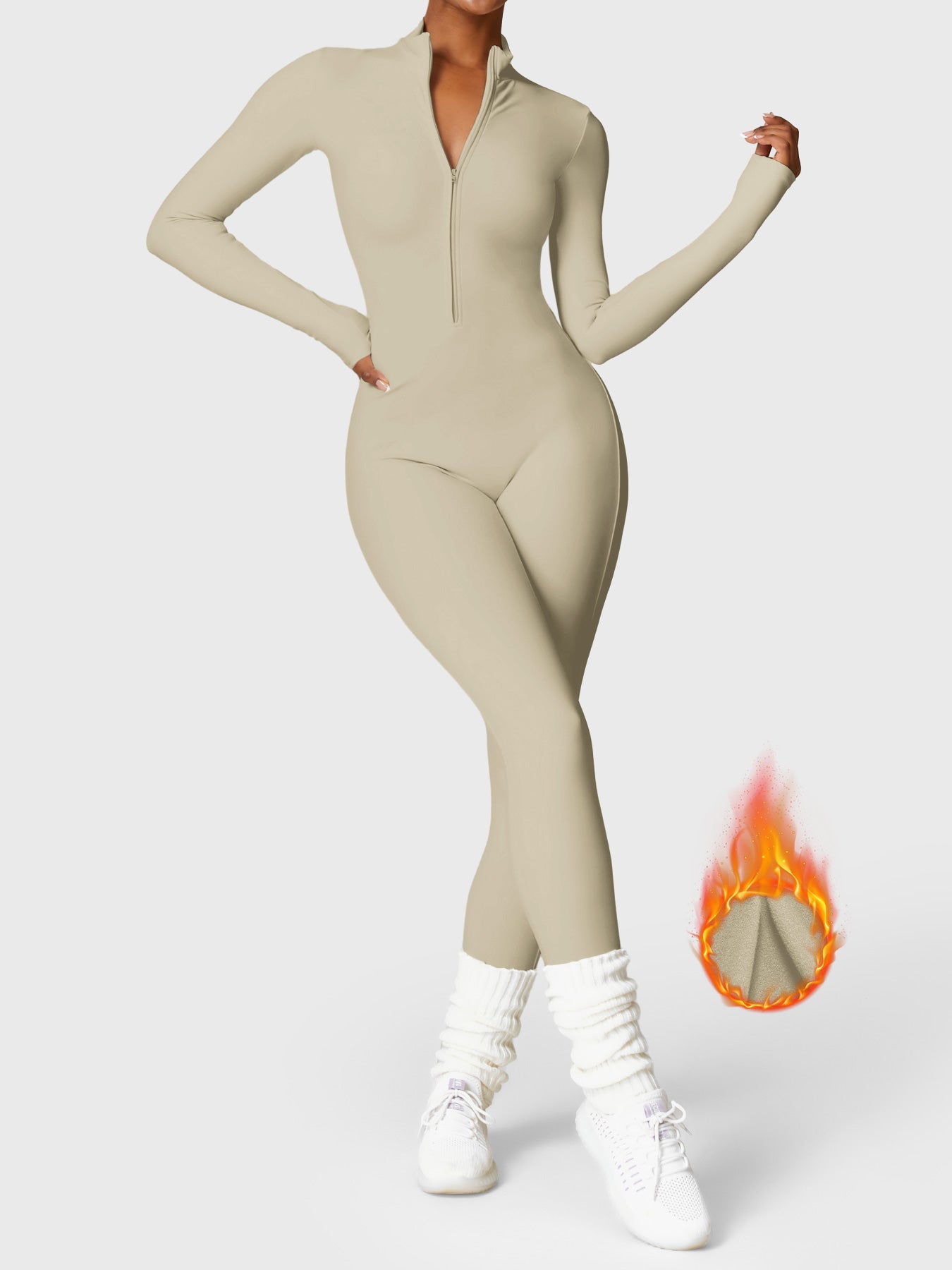 Velouré Belle Fleece Long Sleeve Zipper Jumpsuit