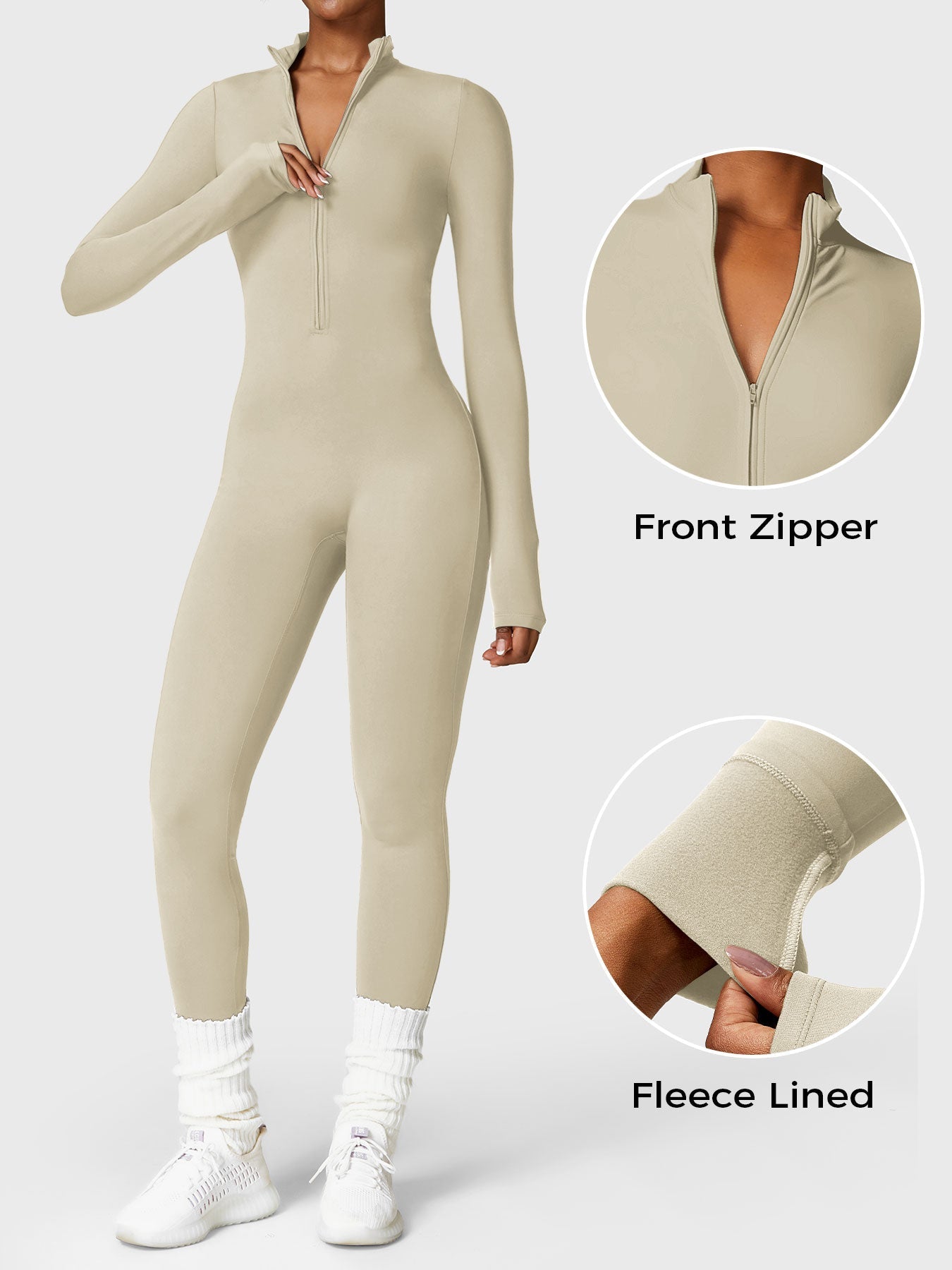 Velouré Belle Fleece Long Sleeve Zipper Jumpsuit