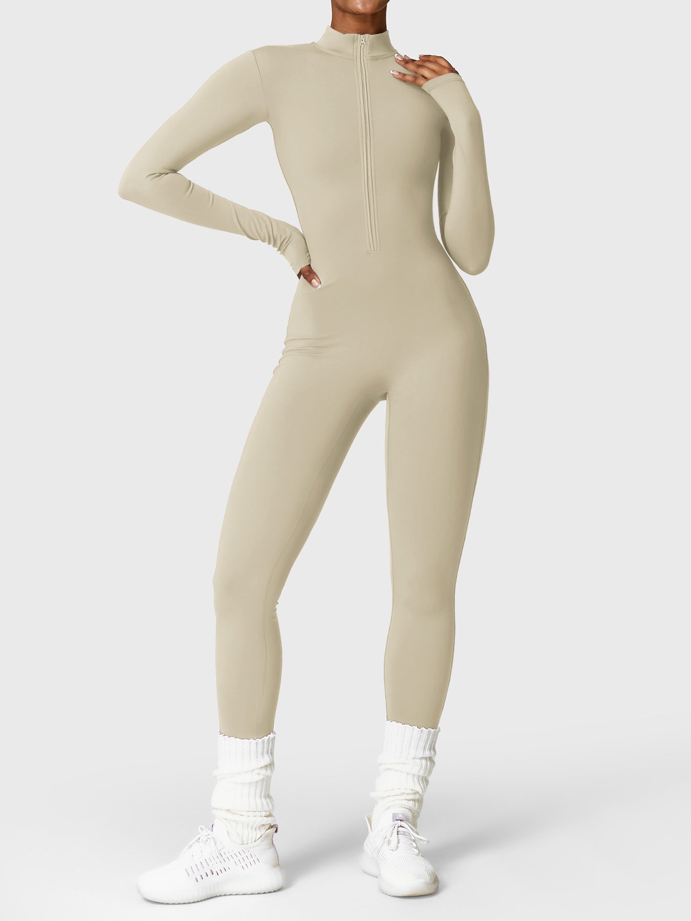 Velouré Belle Fleece Long Sleeve Zipper Jumpsuit