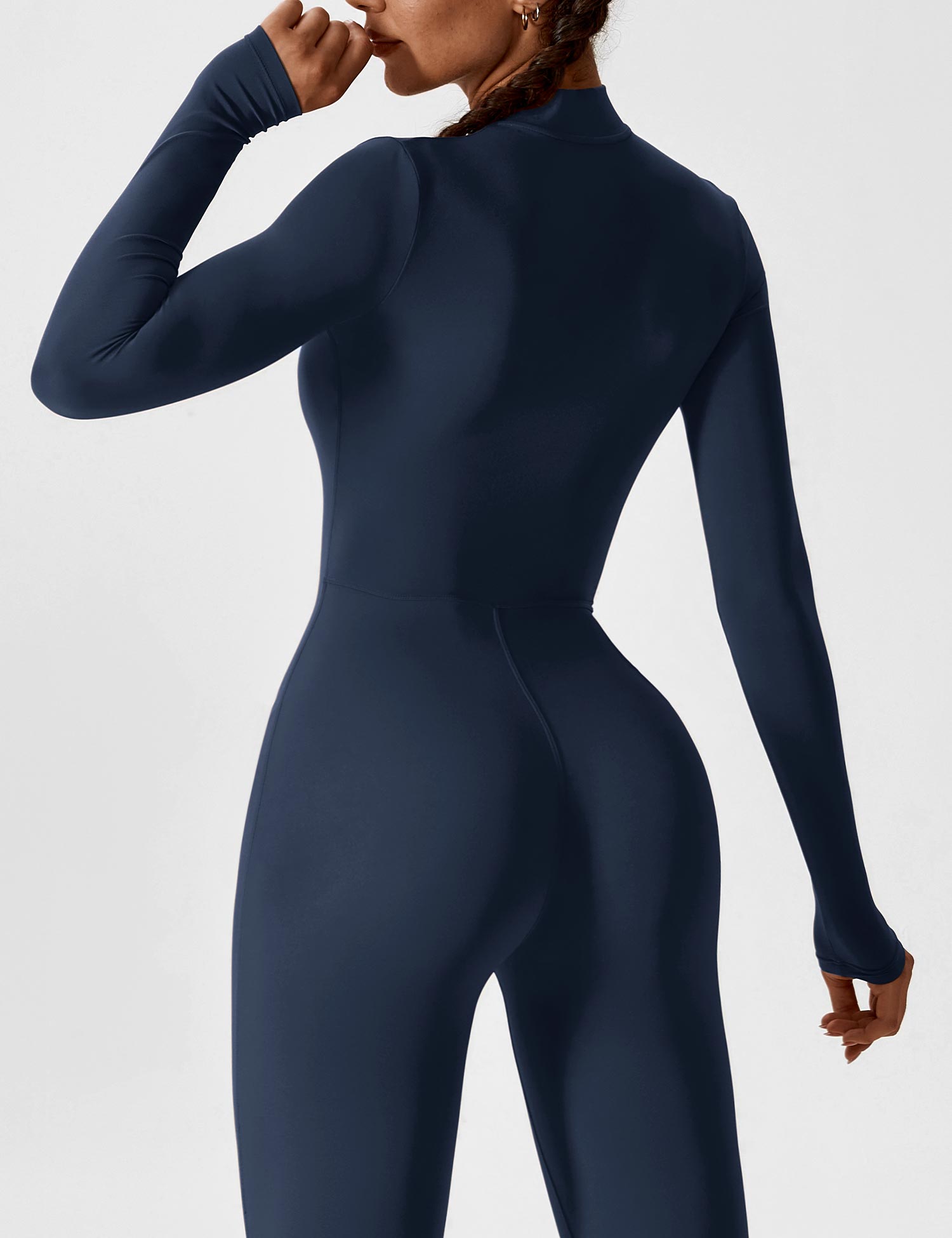 Velouré Long Sleeve Zipper Jumpsuit
