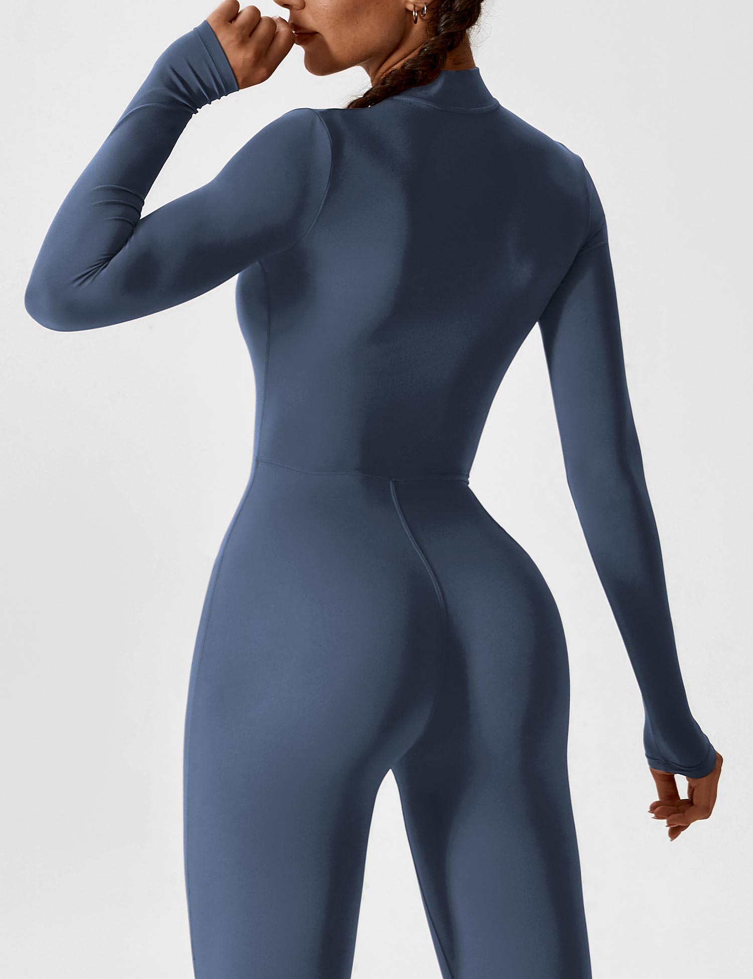 Velouré Long Sleeve Zipper Jumpsuit