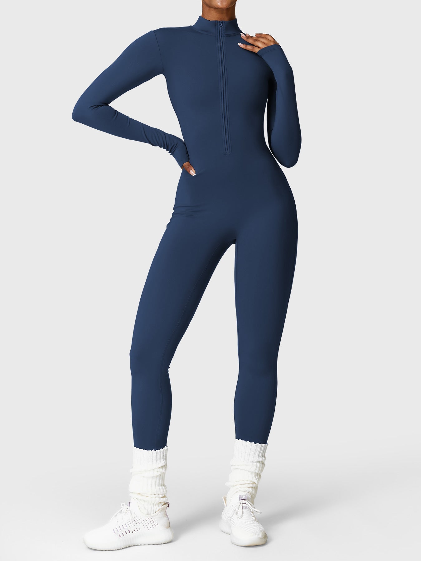 Velouré Belle Fleece Long Sleeve Zipper Jumpsuit